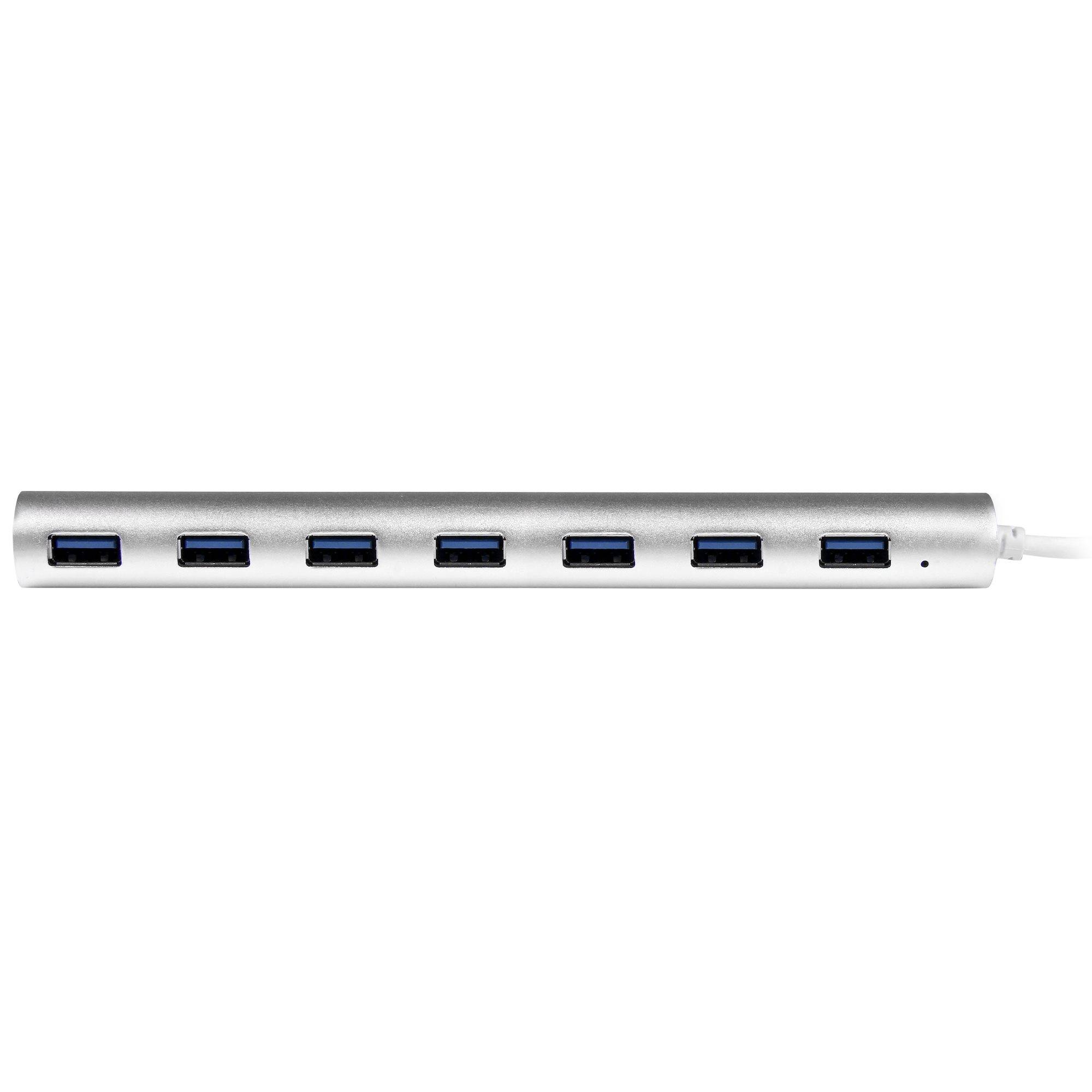 Rca Informatique - image du produit : 7PORT USB 3.0 HUB APPLE STYLE WITH BUILT-IN CABLE SILVER