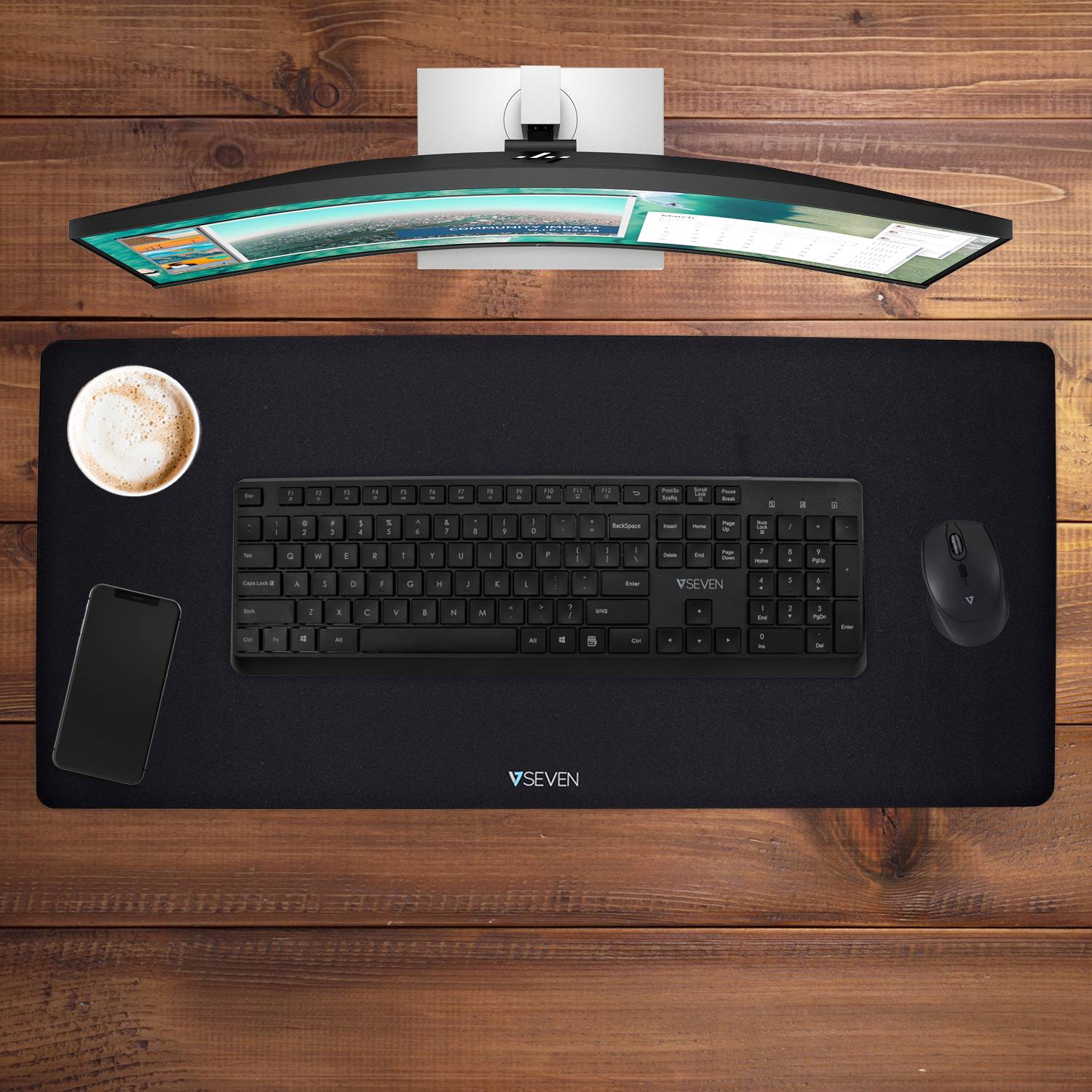 Rca Informatique - image du produit : ANTIMICROBIAL DESK MAT MOUSEPAD BLACK 35.4 X 16.5IN (90 X 42 CM)