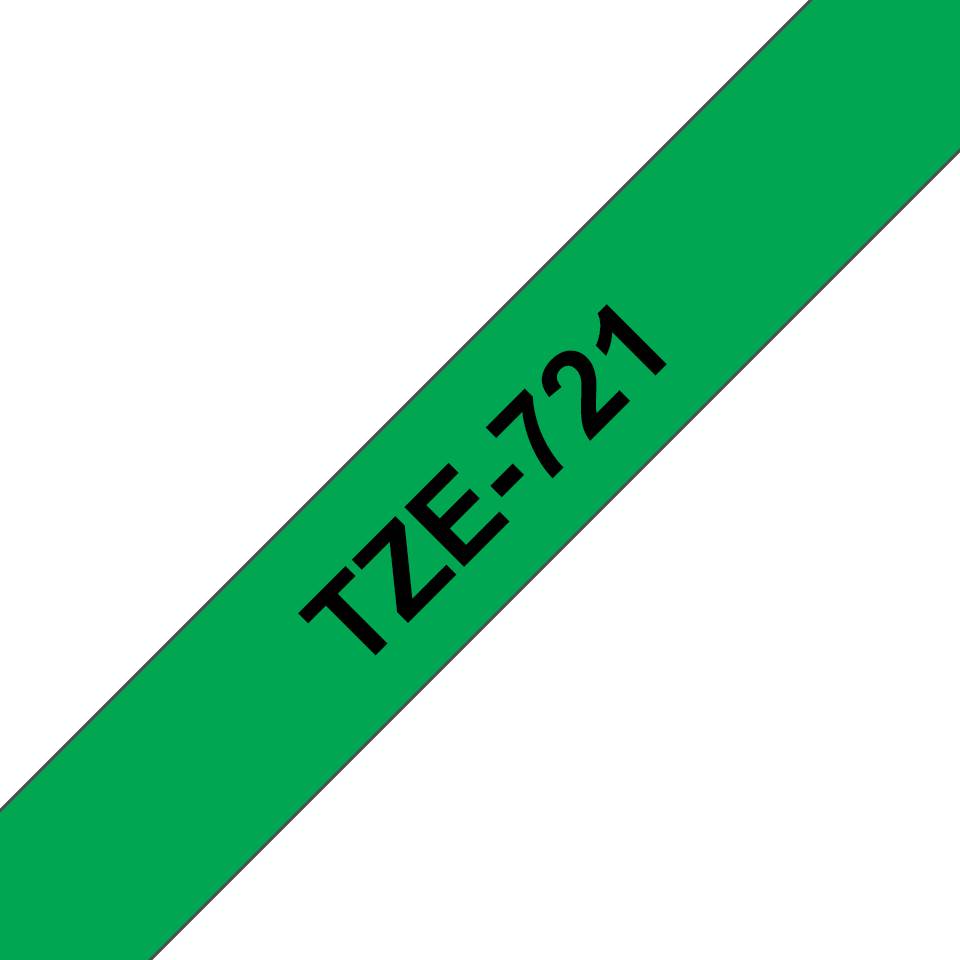 Rca Informatique - Image du produit : TZE-721 LAMINATED TAPE 9MM 8M BLACK ON GREEN