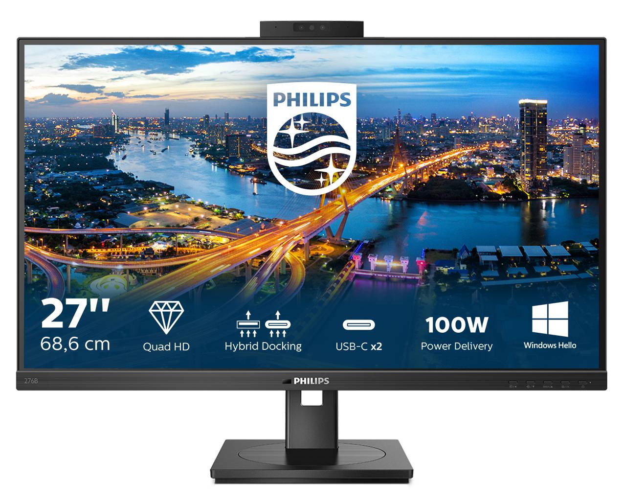 Rca Informatique - image du produit : 276B1JH/00 27IN IPS QHD 350CD/HDMI/DP/4USB/USB-C/HAS