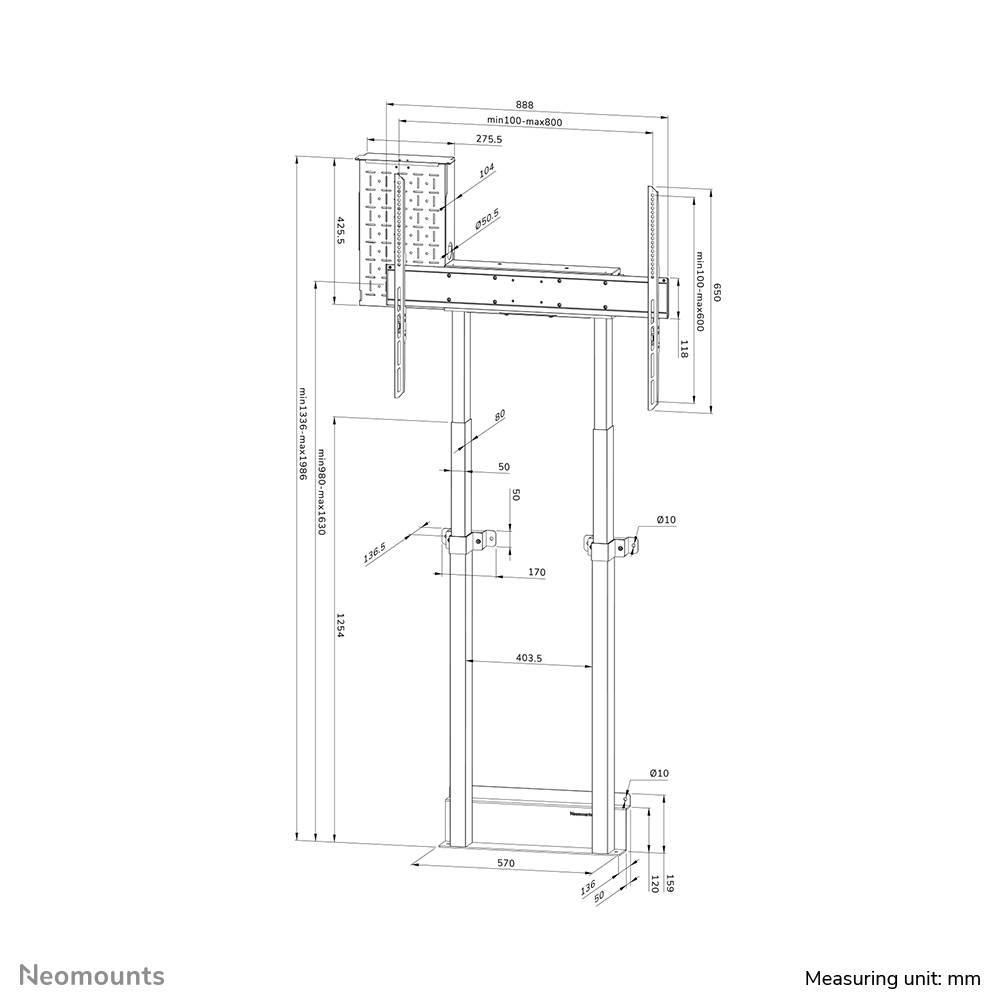 Rca Informatique - image du produit : NEOMOUNTS BY NEWSTAR MOTORISED WALL STAND INCL. STORAGE BOX 10