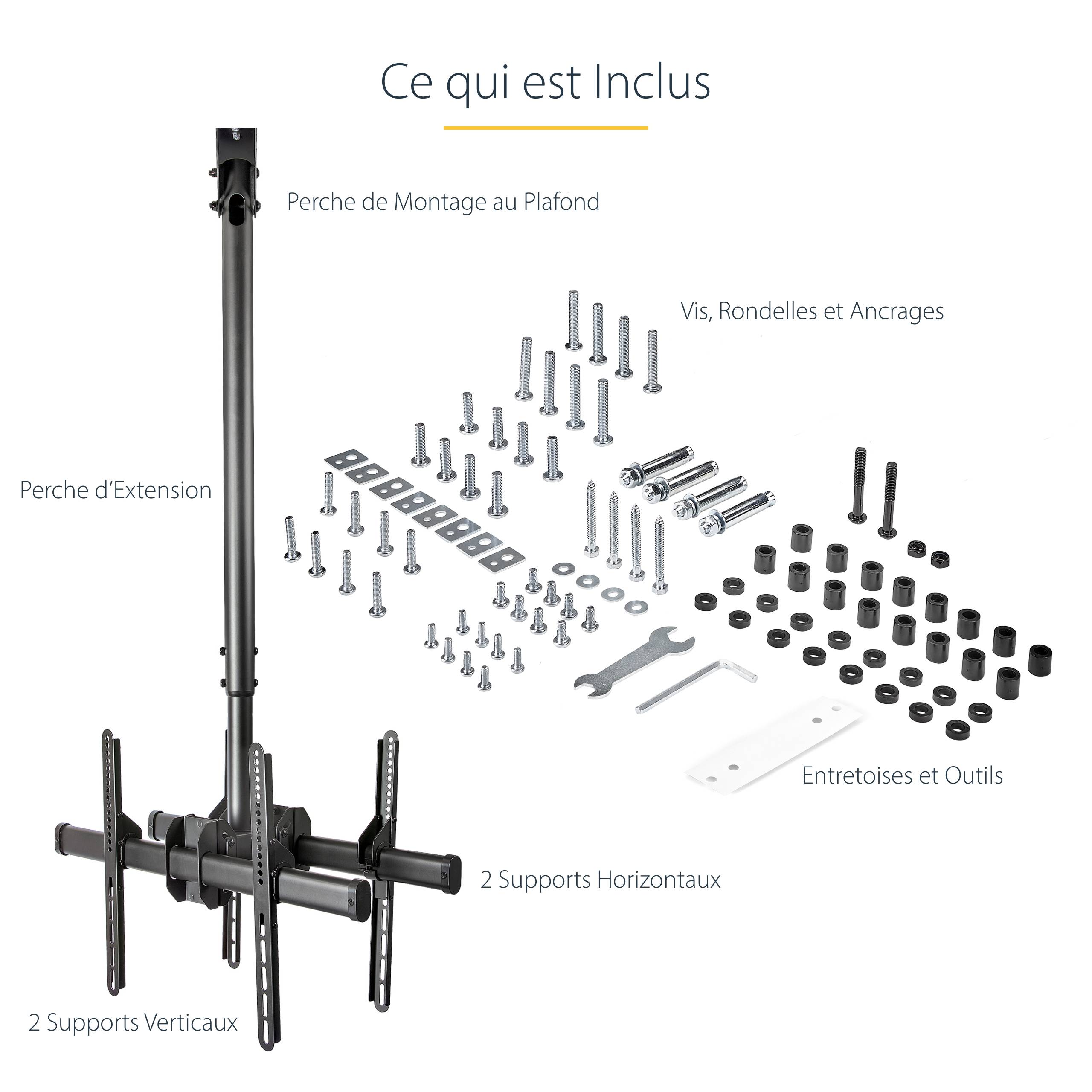 Rca Informatique - image du produit : CEILING TV MOUNT BACK-TO-BACK FOR 32IN TO 75IN DISPLAYS/STEEL