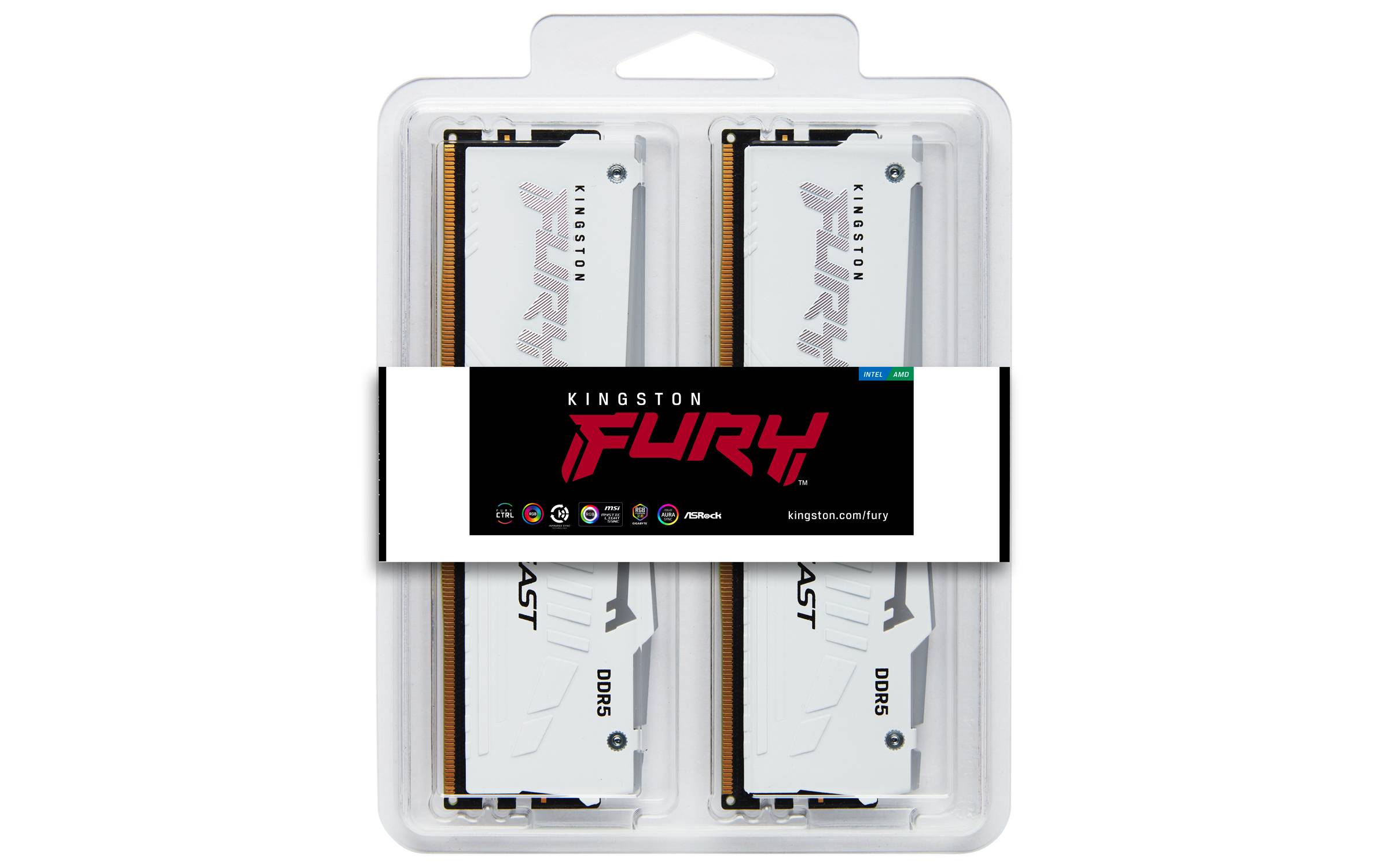 Rca Informatique - image du produit : 32GB DDR5 6000MT/S CL30 DIMM KIT 2 FURY BEAST WHITE RGB EXPO