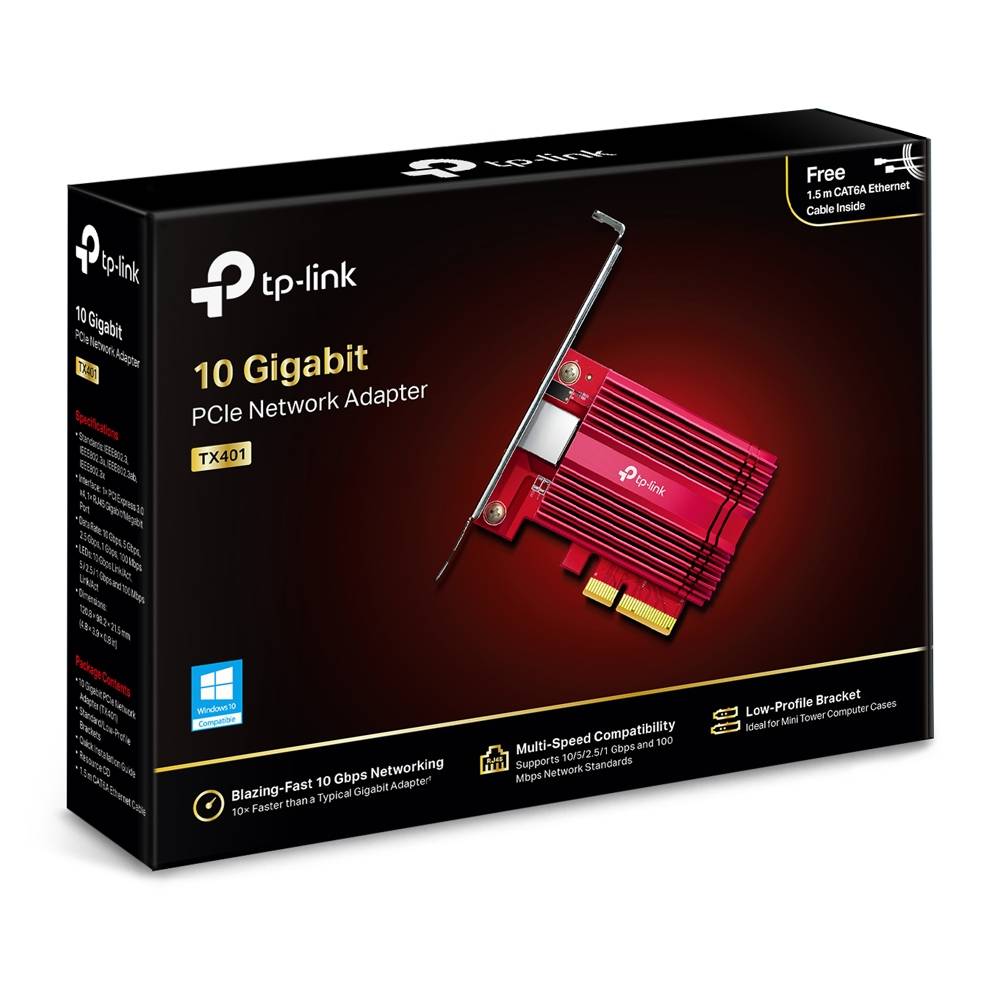 Rca Informatique - image du produit : 10 GIGABIT PCI EXPRESS NETWORK ADAPTER PCIE 3X4 +CAT6A ETH CBL