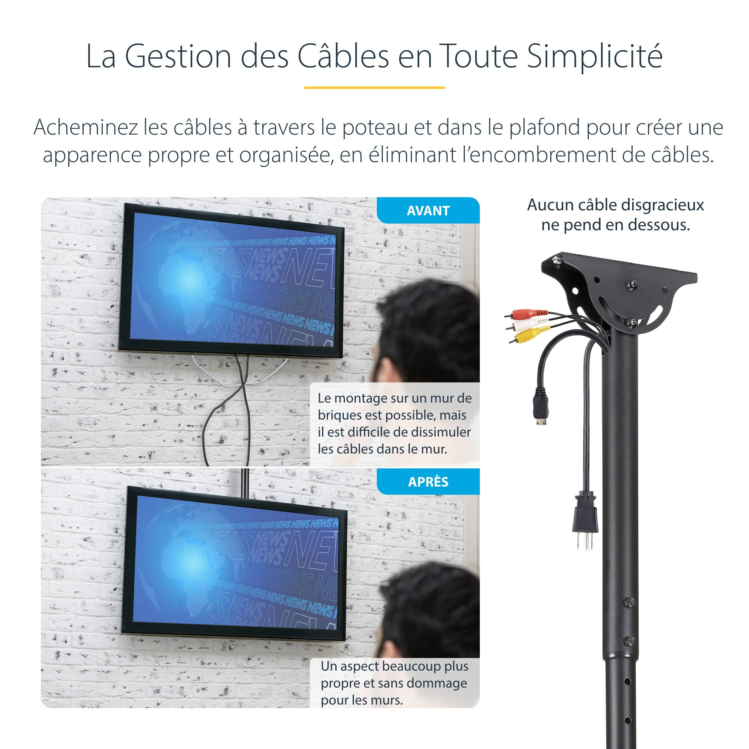 Rca Informatique - image du produit : HIGH CEILING TV MOUNT-32-70IN 8.2 TO 9.8FT LONG POLE