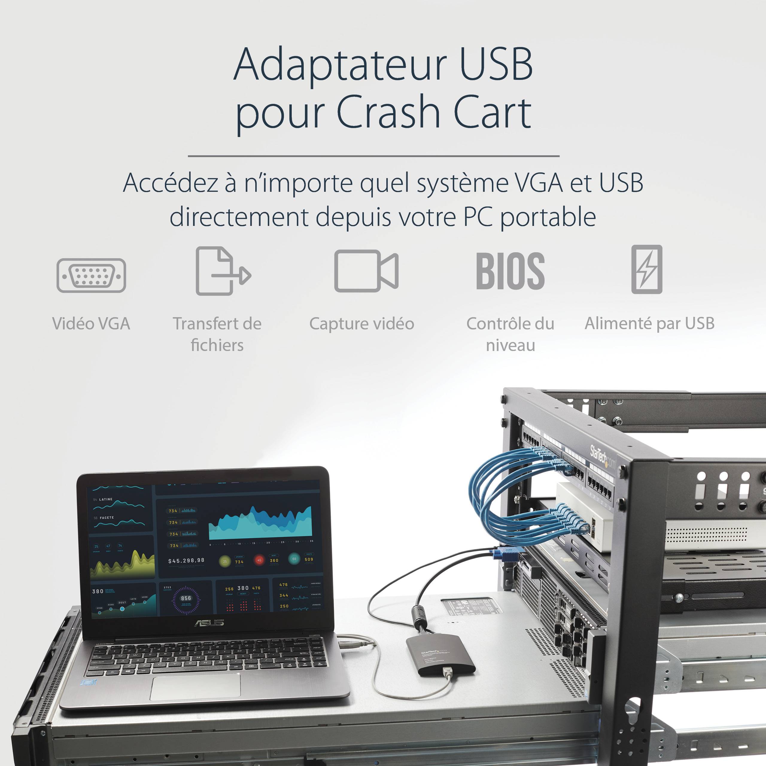 Rca Informatique - image du produit : PORTABLE KVM CONSOLE - VGA USB CRASH CART ADAPTER