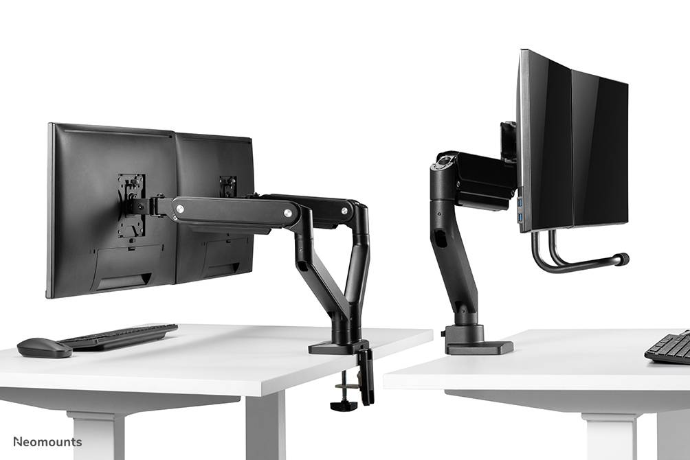 Rca Informatique - image du produit : NEOMOUNTS BY NEWSTAR SCREEN DESK MOUNT 2 SCREENS(TOPFIX CLAM