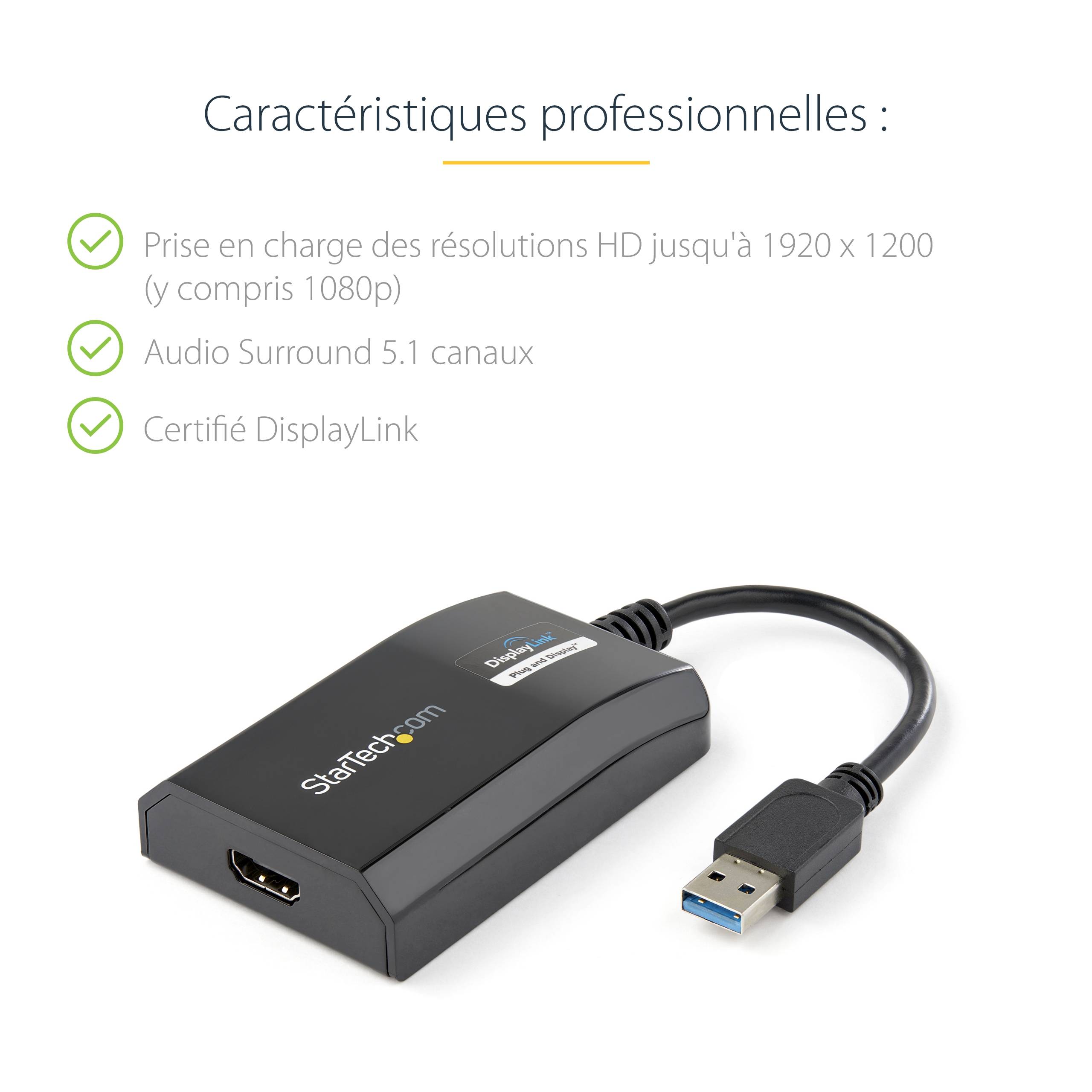 Rca Informatique - image du produit : ADAPTATEUR USB 3.0 VERS HDMI POUR MAC/PC - HD 1080P  M/F