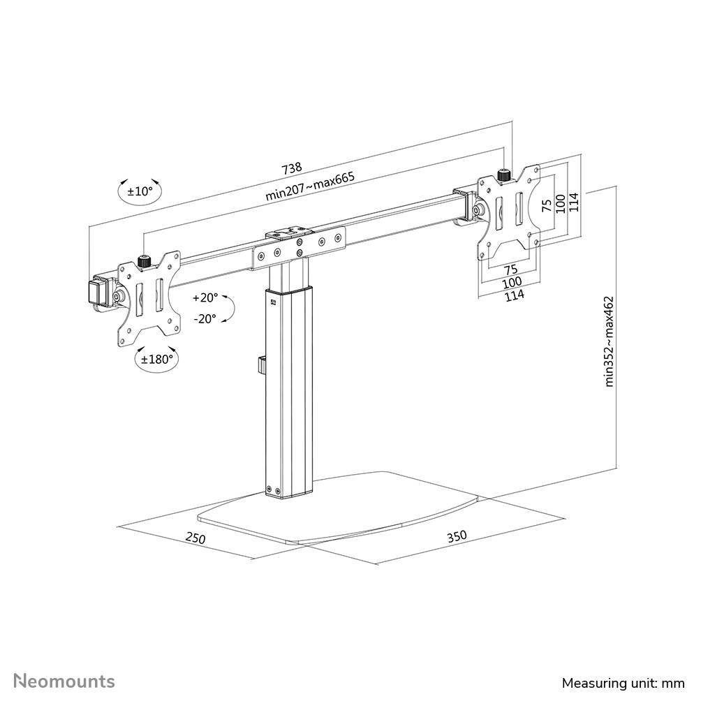 Rca Informatique - image du produit : DESK MOUNT DUAL 19-27IN BLACK STAND 75X75TO100X100