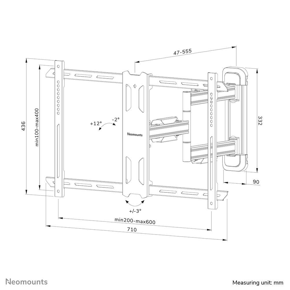 Rca Informatique - image du produit : SCREEN WALL MOUNT (FULL MOTION/ 3 PIVOTS/ VESA 600X400)