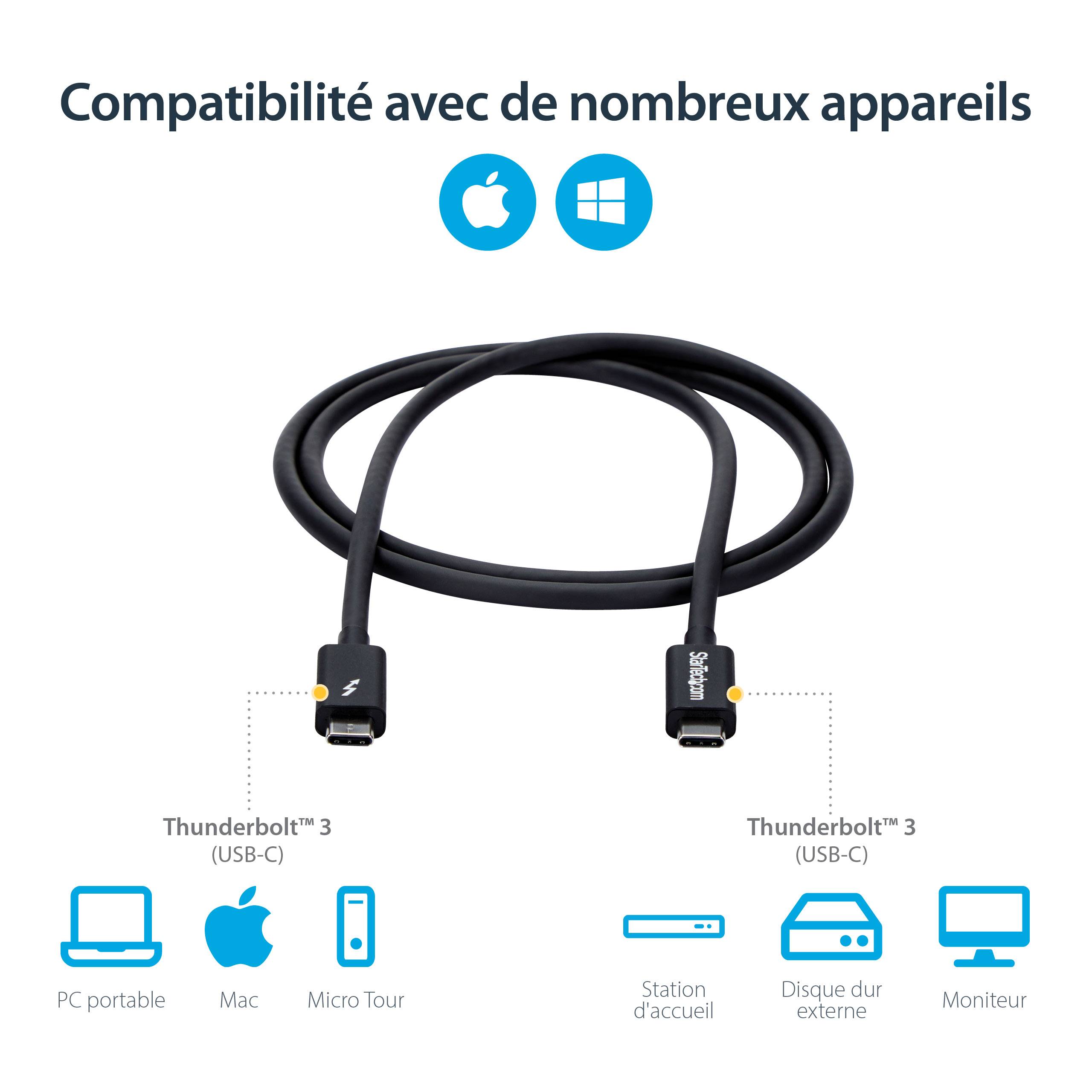 Rca Informatique - image du produit : CABLE THUNDERBOLT 3 (20 GB/S) USB-C DE 1 M - M/M