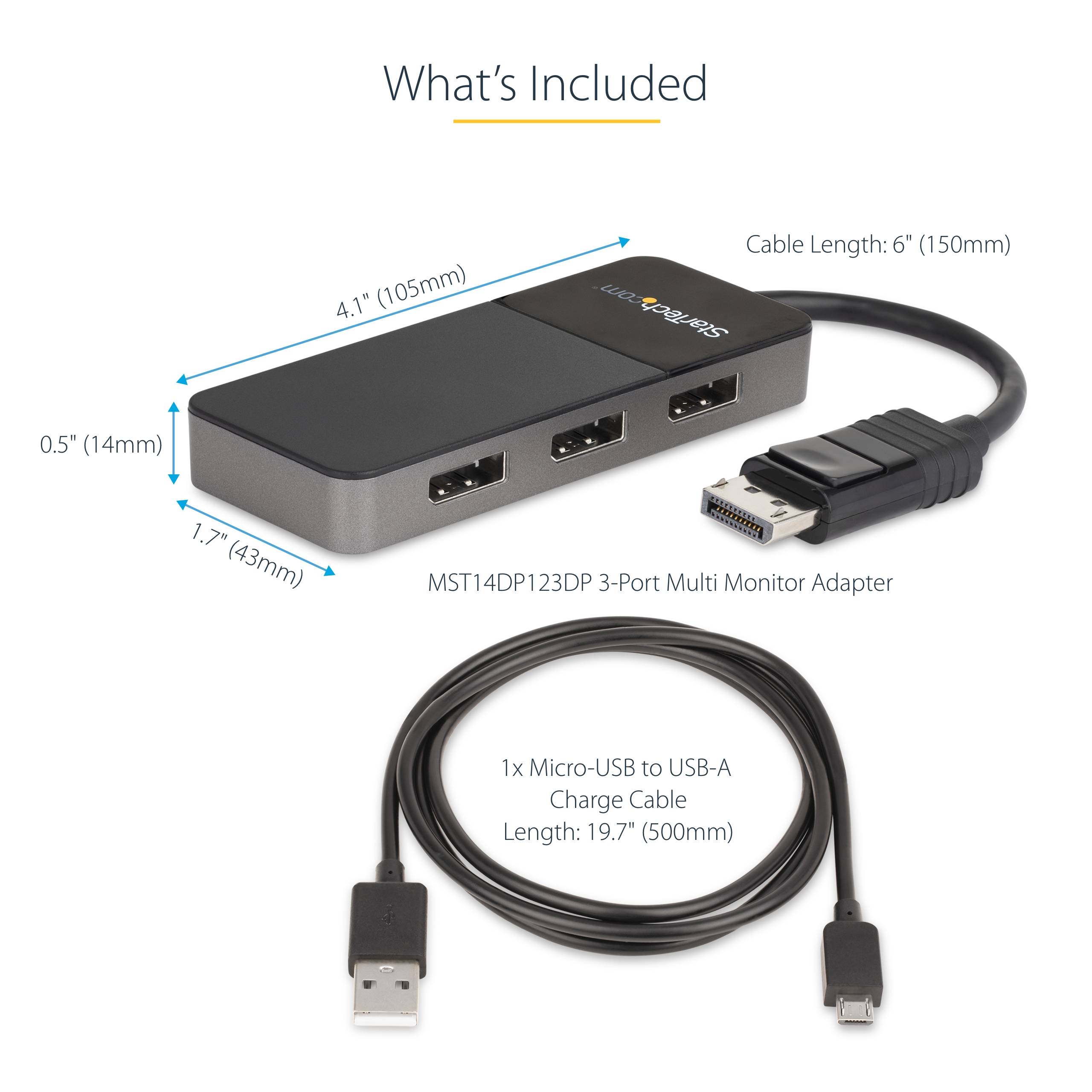 Rca Informatique - image du produit : 3 PORT DISPLAYPORT MST HUB 3 X 4K - FOR WINDOWS - DP 1.4