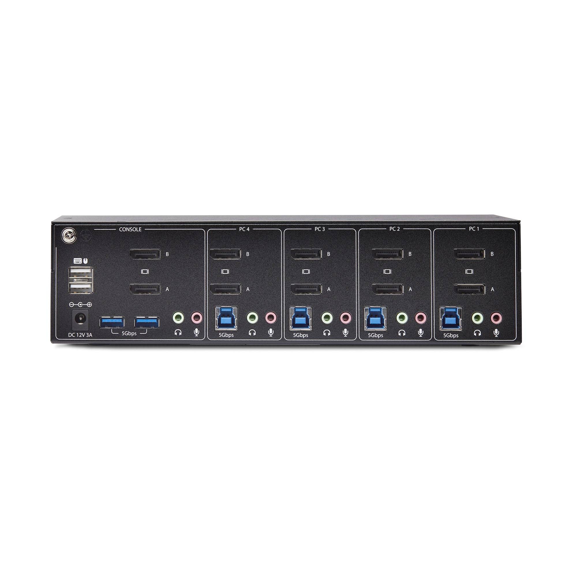 Rca Informatique - image du produit : SWITCH KVM 4 PORTS DISPLAYPORT POUR 2 MONITEURS KVM 4K 60HZ