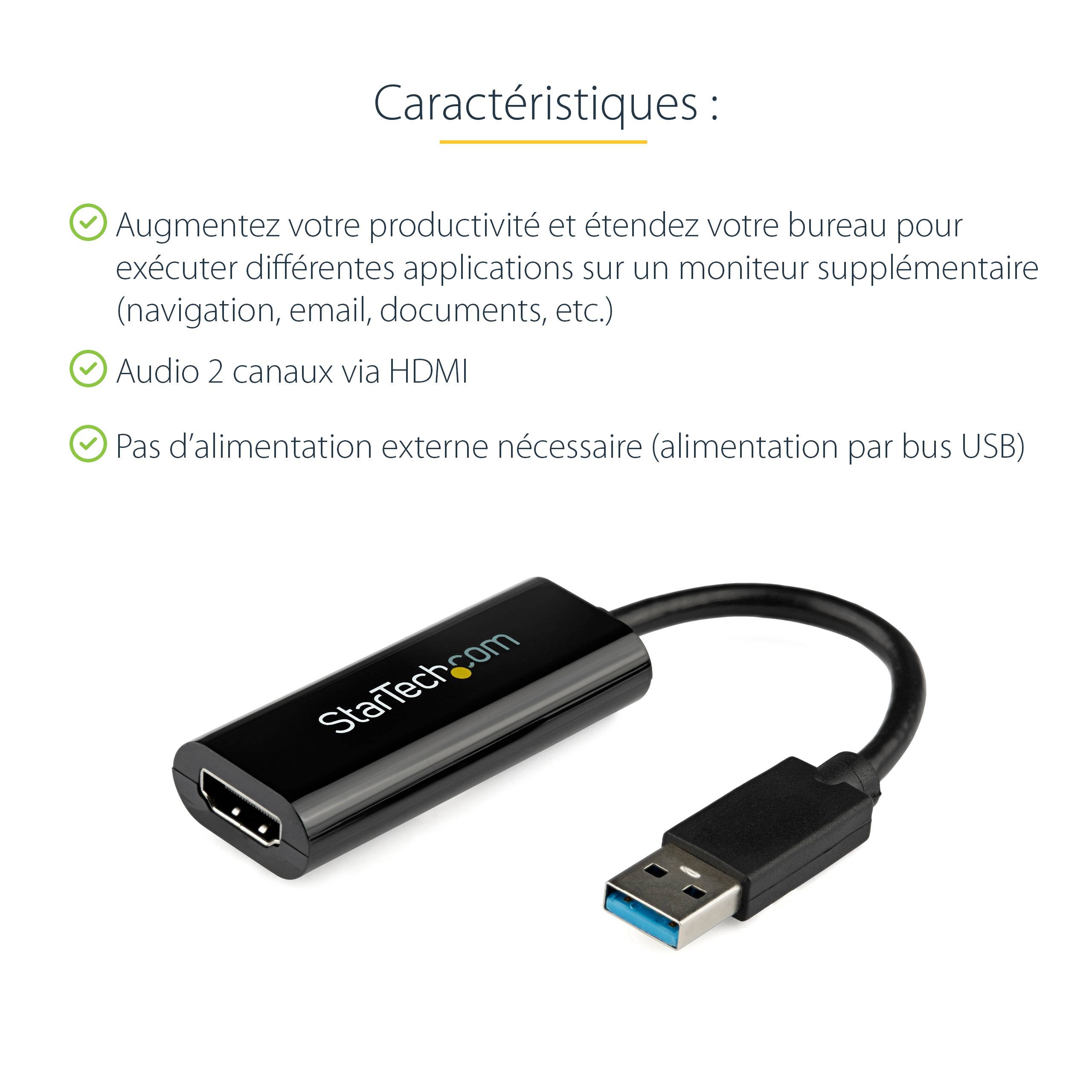 Rca Informatique - image du produit : SLIM USB 3.0 TO HDMI EXTERNAL VIDEO CARD ADAPTER 1920X1200