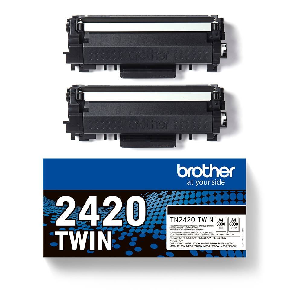 Rca Informatique - image du produit : TN-2420TWIN BLACK TONER CARTRIDGE ISO YIELD UP TO 2 X 3