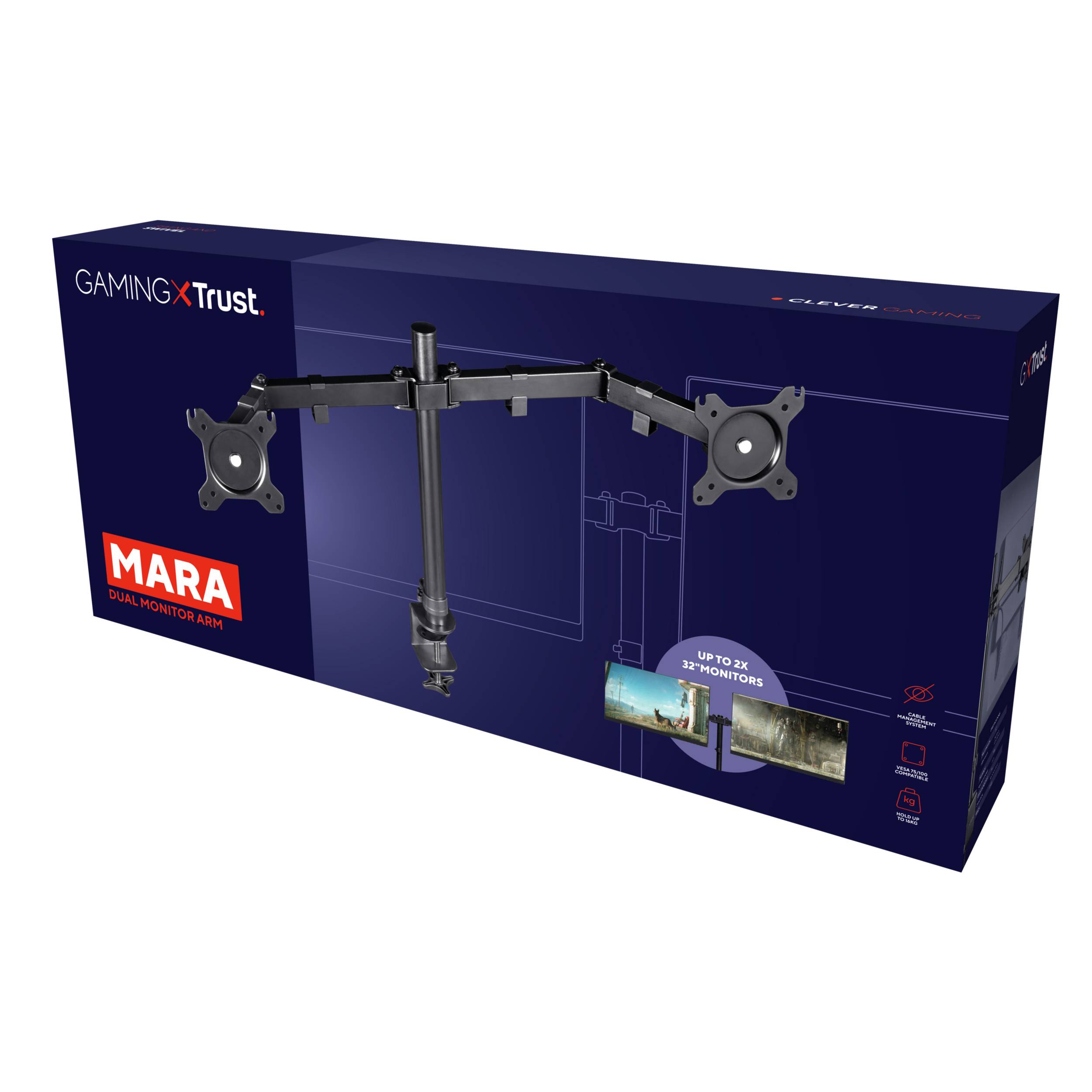 Rca Informatique - image du produit : MARA ARTICULATED SUPPORT FOR 2 SCREENS - GXT1120 BQ 2