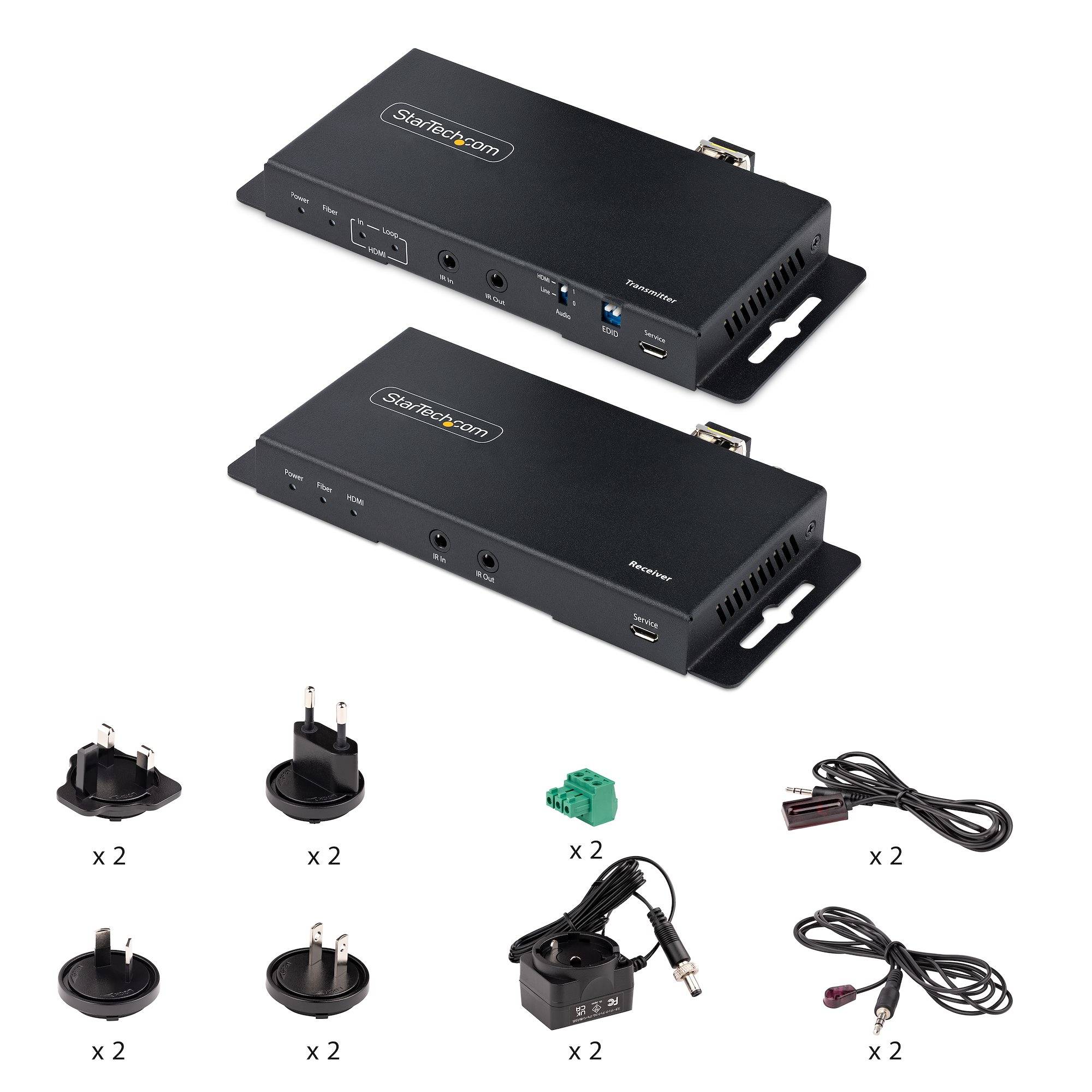 Rca Informatique - image du produit : HDMI OVER FIBER EXTENDER KIT - 4K 60HZ TRANSMITTER/RECEIVER