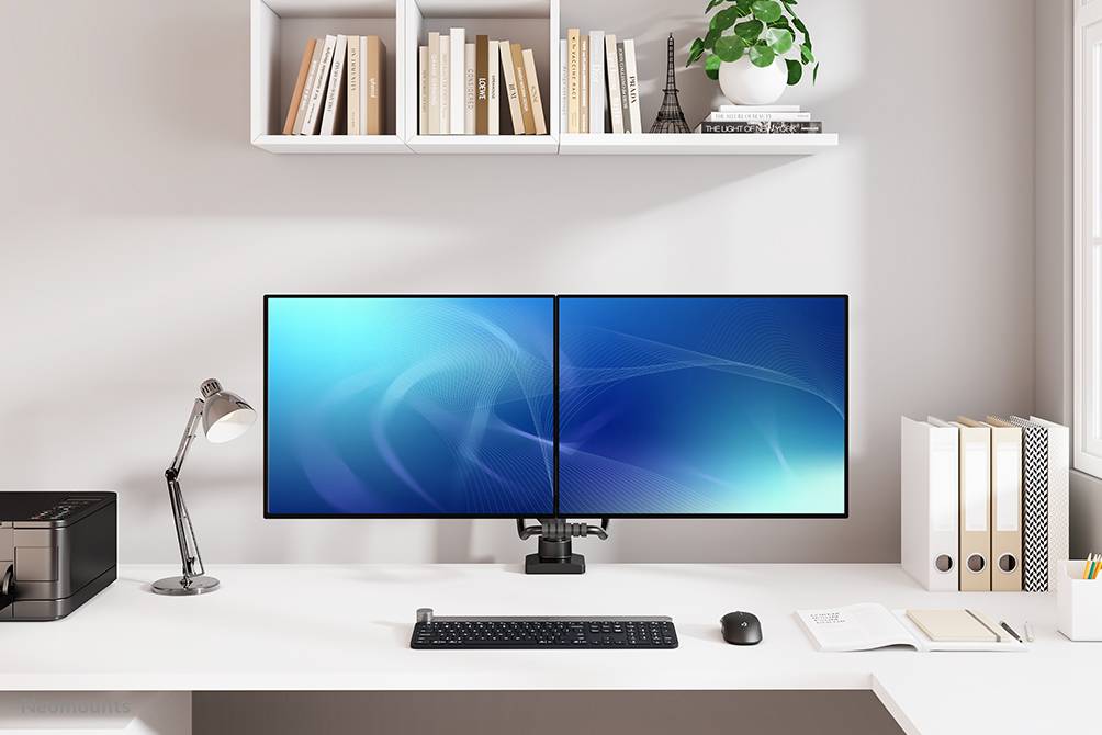 Rca Informatique - image du produit : NEOMOUNTS BY NEWSTAR SCREEN DESK MOUNT 2 SCREENS(TOPFIX CLAM