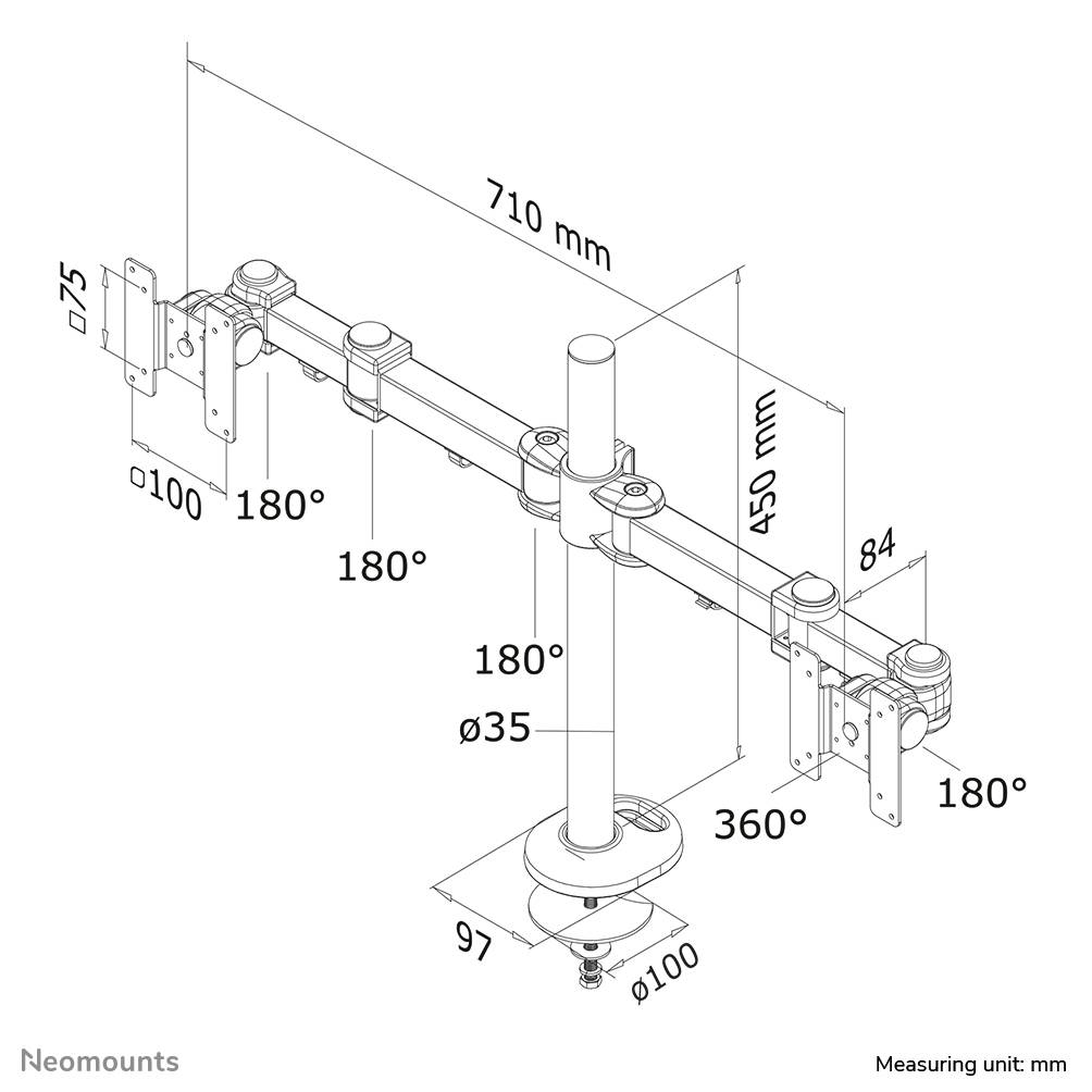 Rca Informatique - image du produit : DESK MOUNT DUAL 10-27IN BLACK .