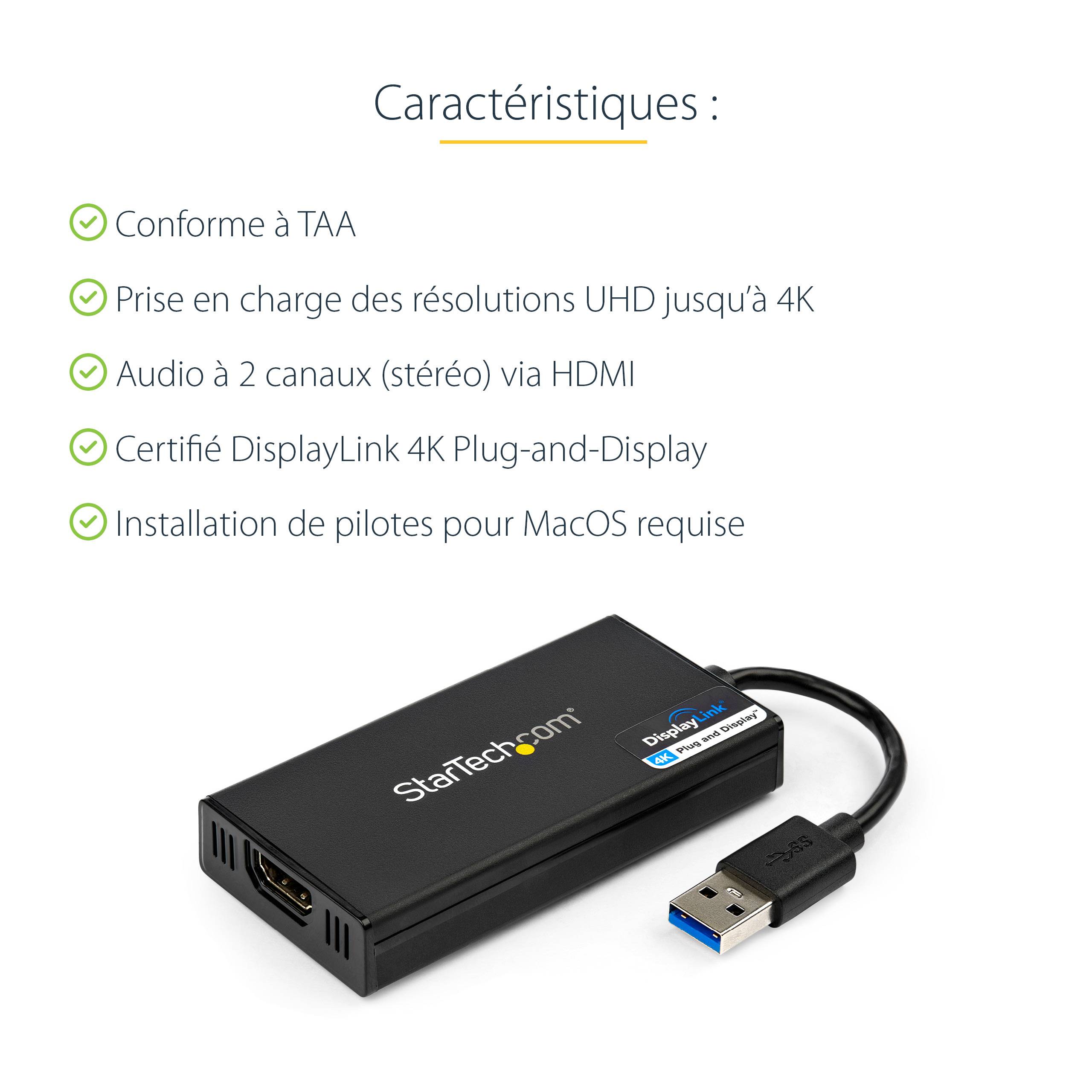 Rca Informatique - image du produit : ADAPTATEUR USB 3.0 VERS HDMI - ULTRA HD 4K - M/F