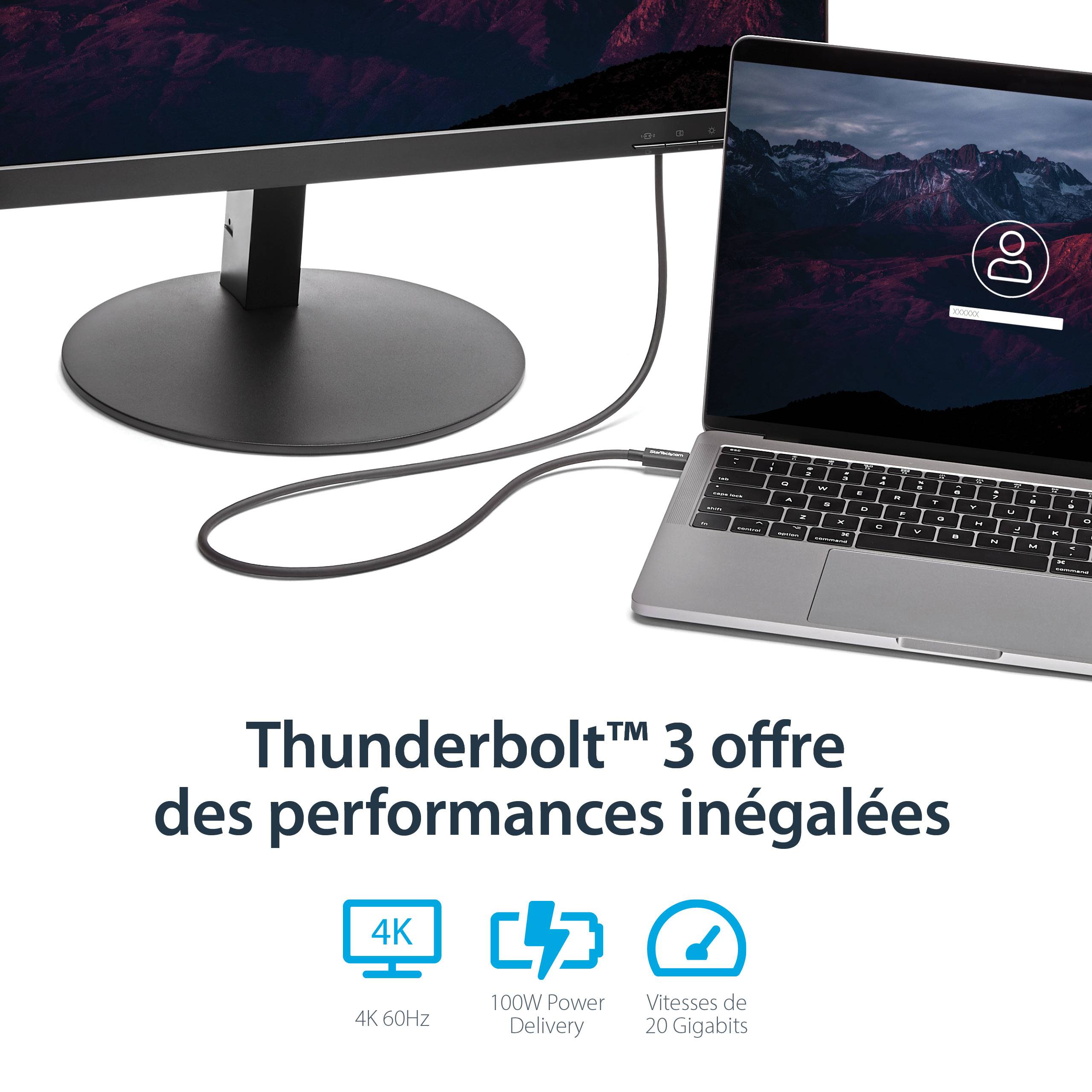 Rca Informatique - image du produit : CABLE THUNDERBOLT 3 (20 GB/S) USB-C DE 1 M - M/M