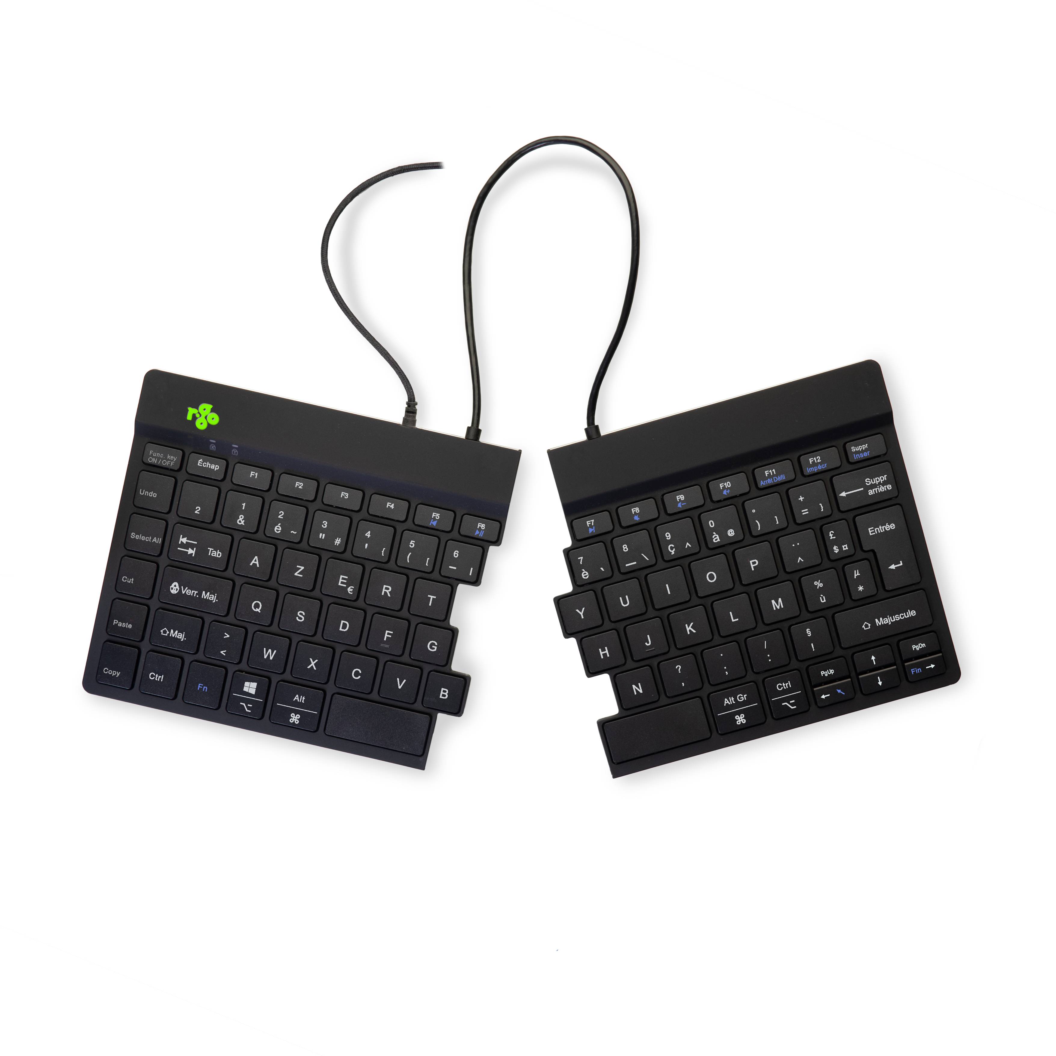 Rca Informatique - image du produit : R-GO SPLIT ERGONOMIC KEYBOARD FR LAYOUT AZERTY BLK WIRED