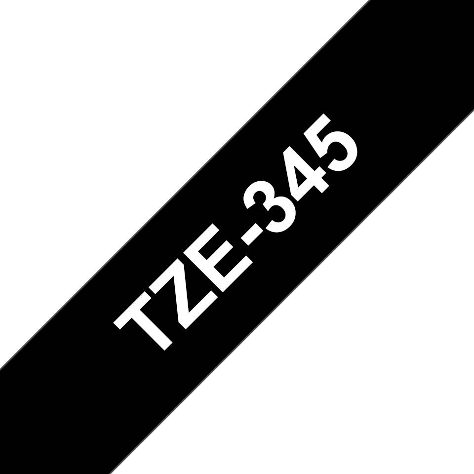 Rca Informatique - image du produit : TZE-345 LAMINATED TAPE 18MM 8M BLANC/NOIR