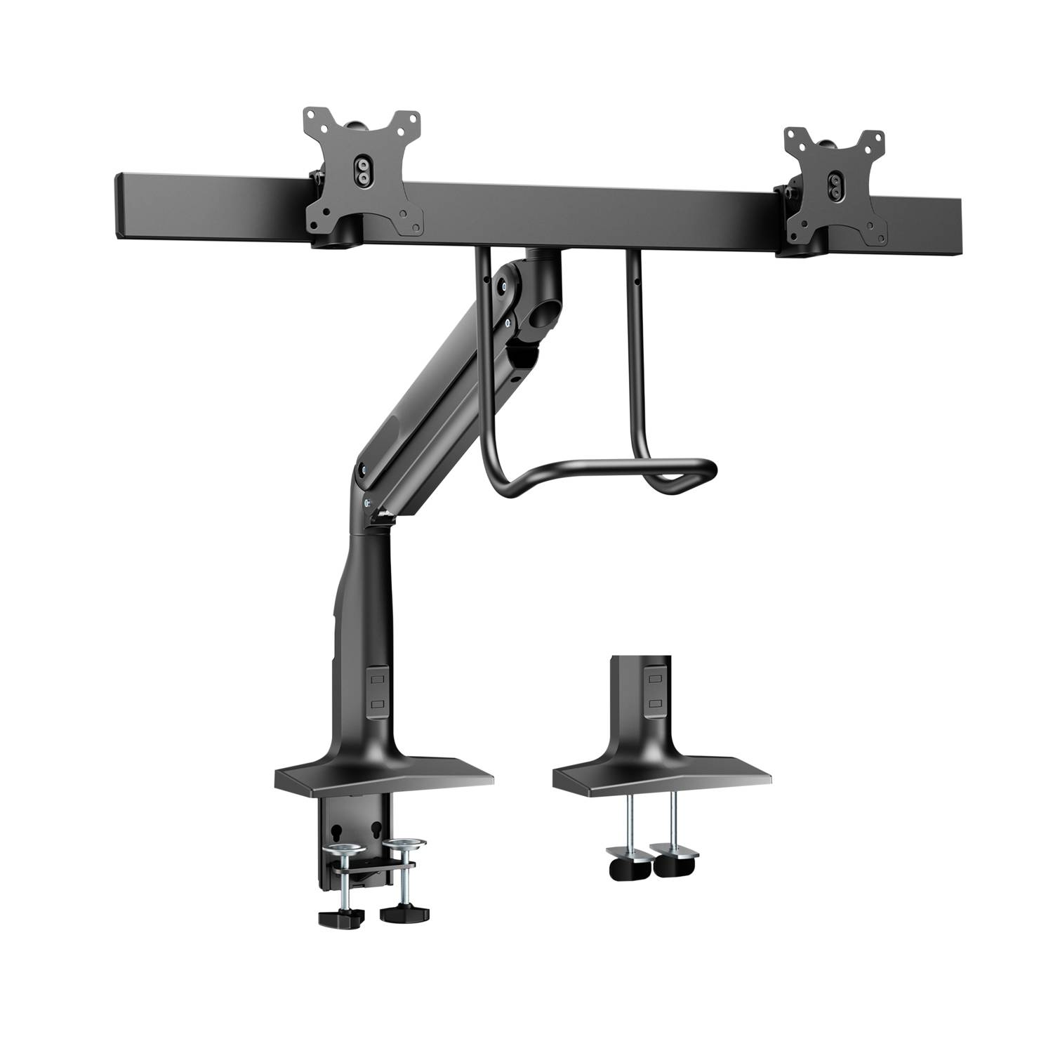 Rca Informatique - image du produit : DUAL MONITOR GAS SPRING MOUNT ERGO CROSSBAR HANDLE FULL MOTION