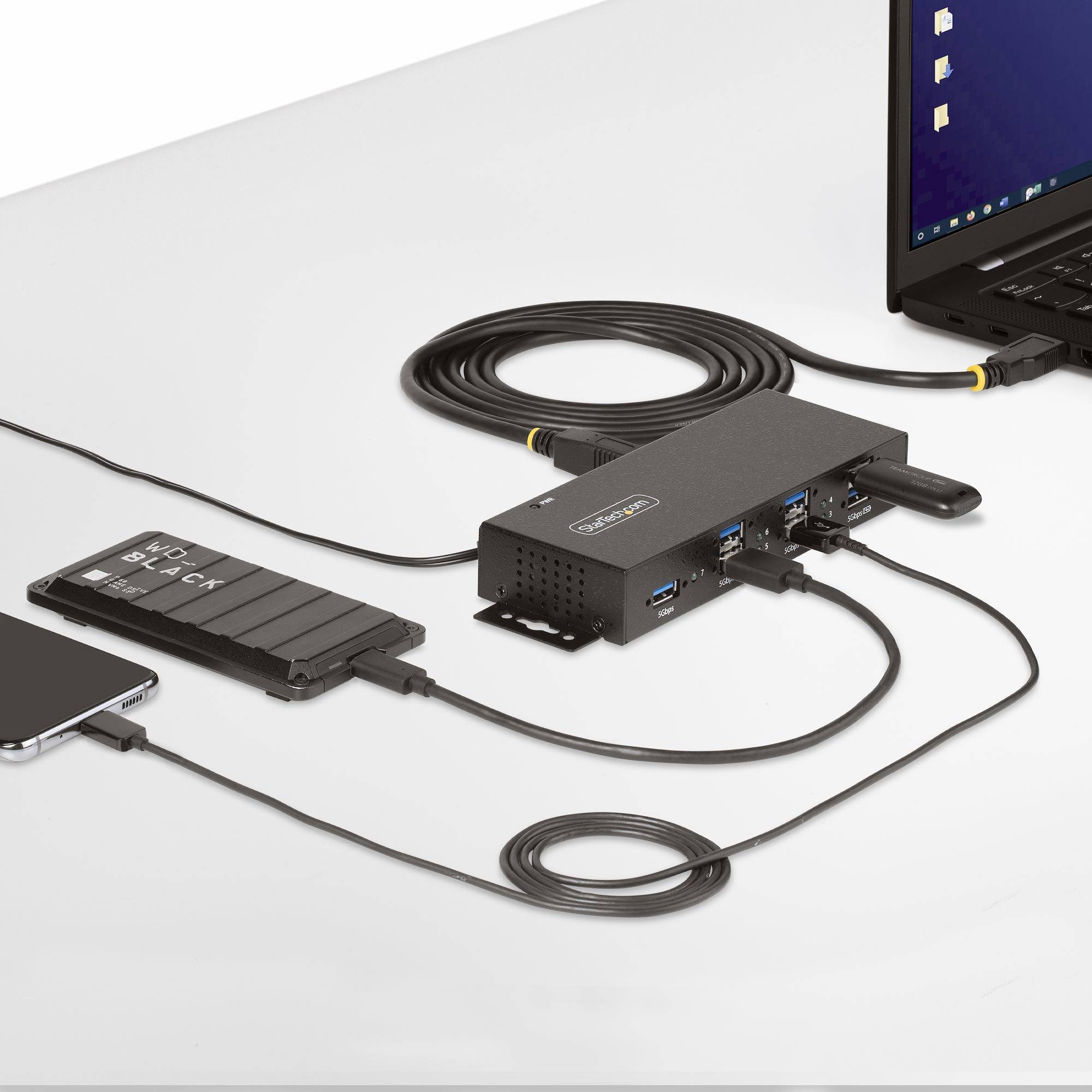 Rca Informatique - image du produit : 7-PORT MANAGED INDUSTRIAL USB HUB USB 3.0/3.1/3.2 G1 5GBPS