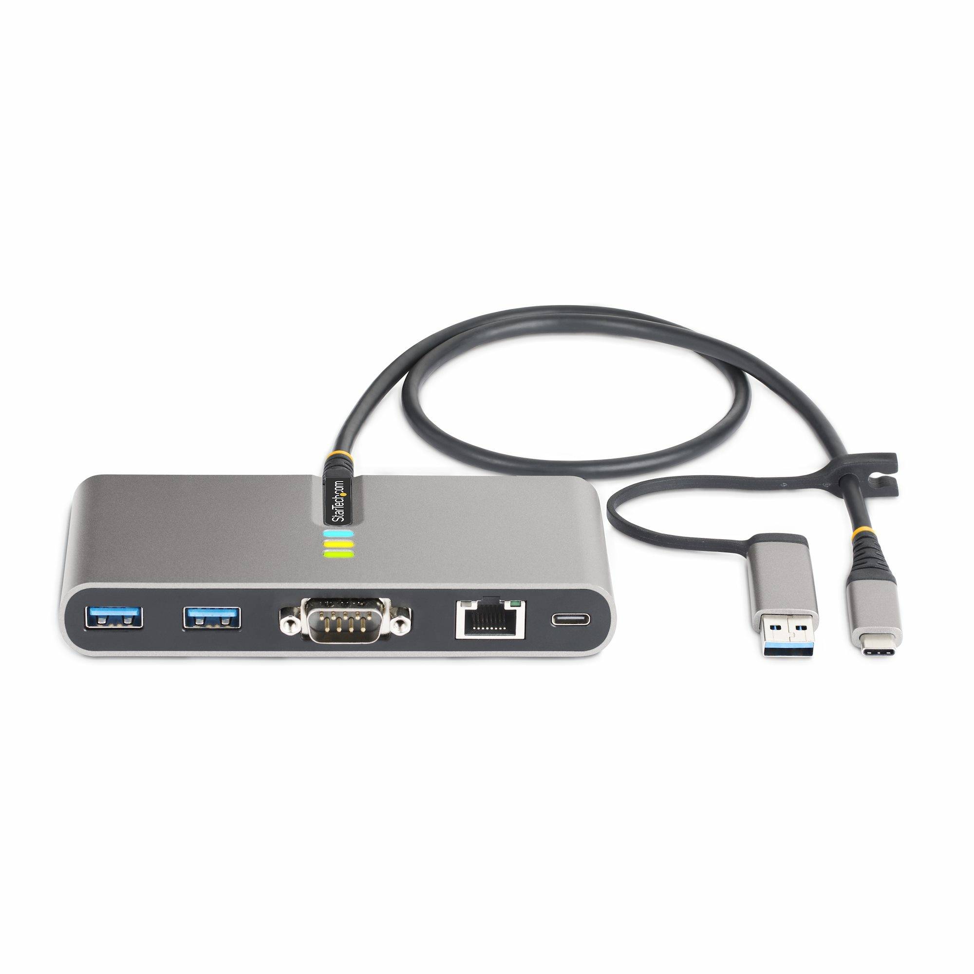 Rca Informatique - image du produit : HUB USB-C A 2 PORTS AVEC ETHERNET ET RS-232 PD 2X USB-A