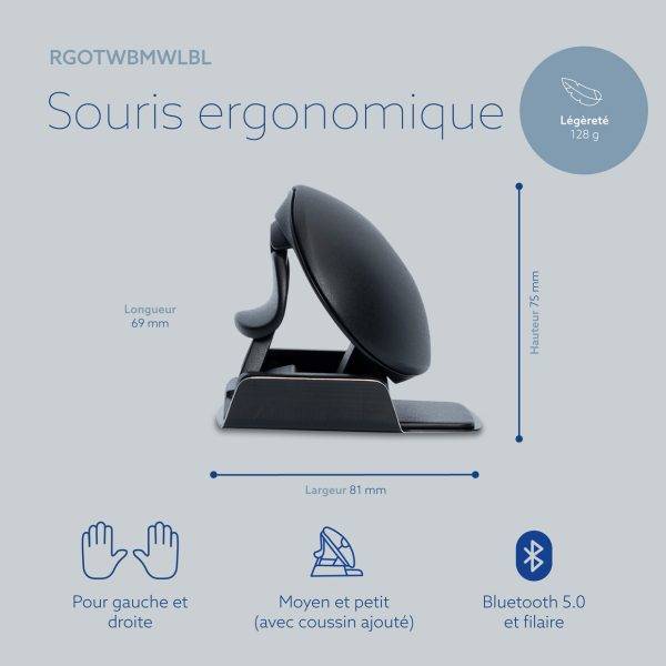 Rca Informatique - image du produit : R-GO TWISTER AMBIDEXTROUS ERGONOMIC MOUSE - WIRED/WIRELESS