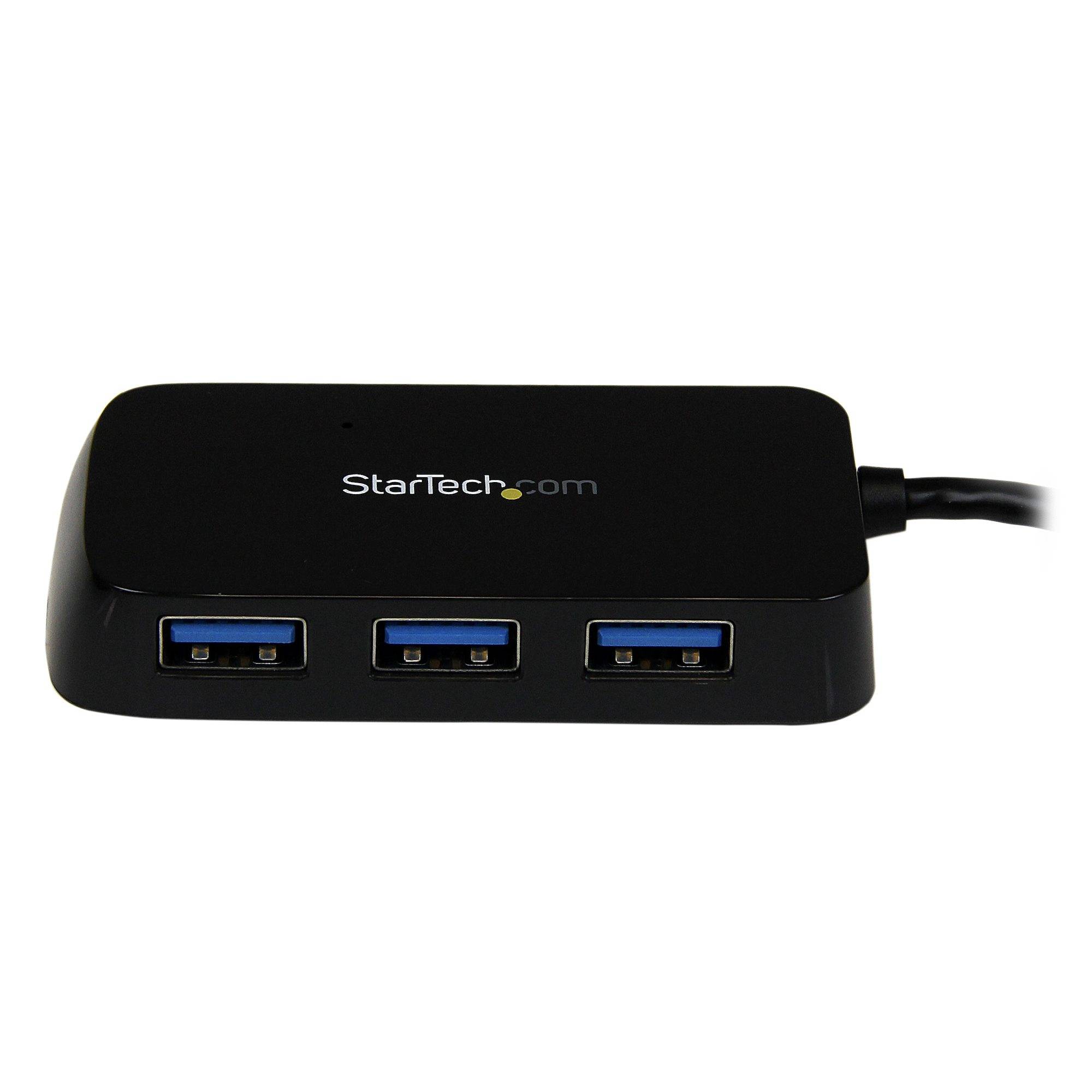 Rca Informatique - image du produit : BLACK 4PORT EXTERNAL USB 3 MINI HUB WITH BUILT-IN CABLE