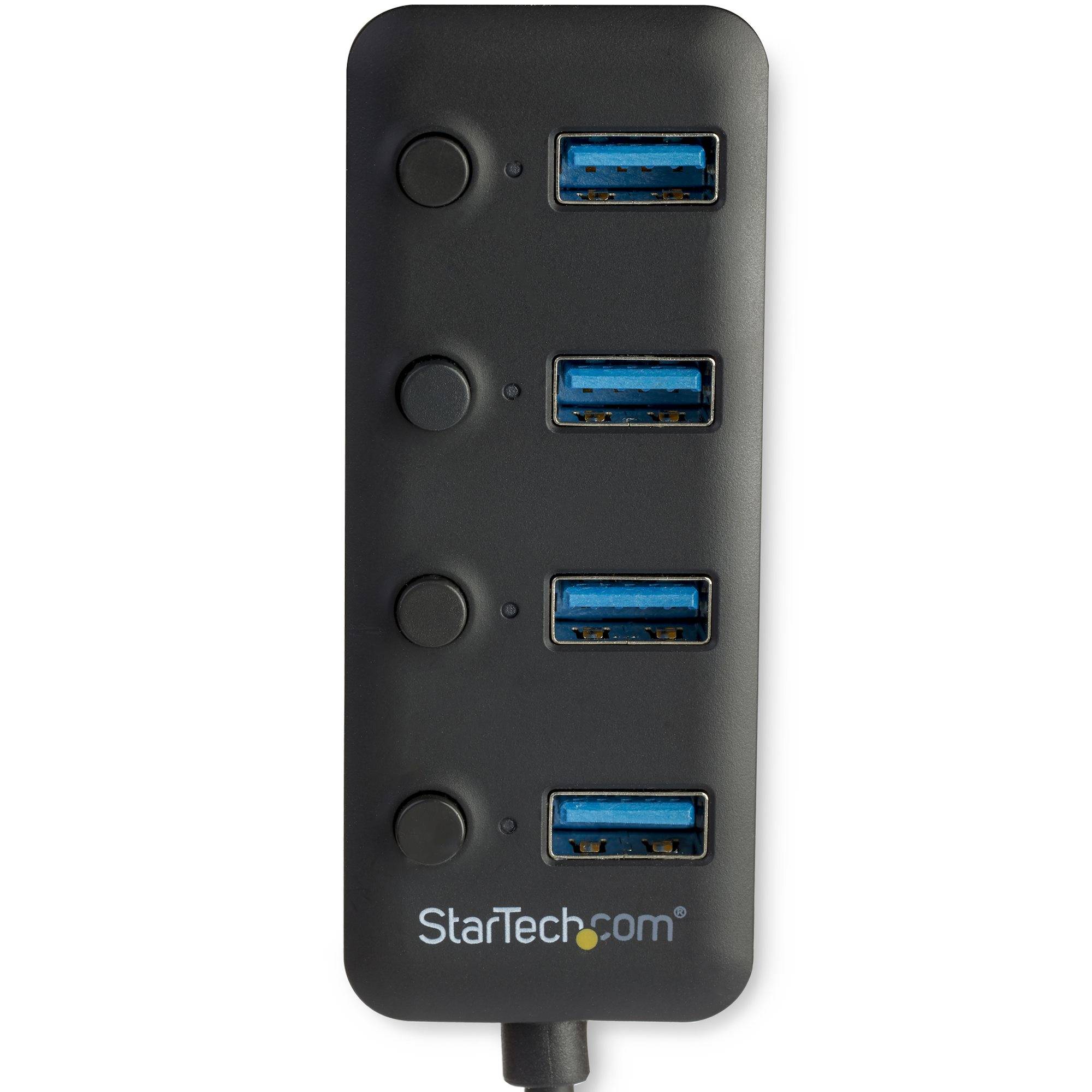 Rca Informatique - image du produit : 4-PORT USB 3.0 HUB - 4X USB-A WITH INDIVIDUAL ON/OFF SWITCHES