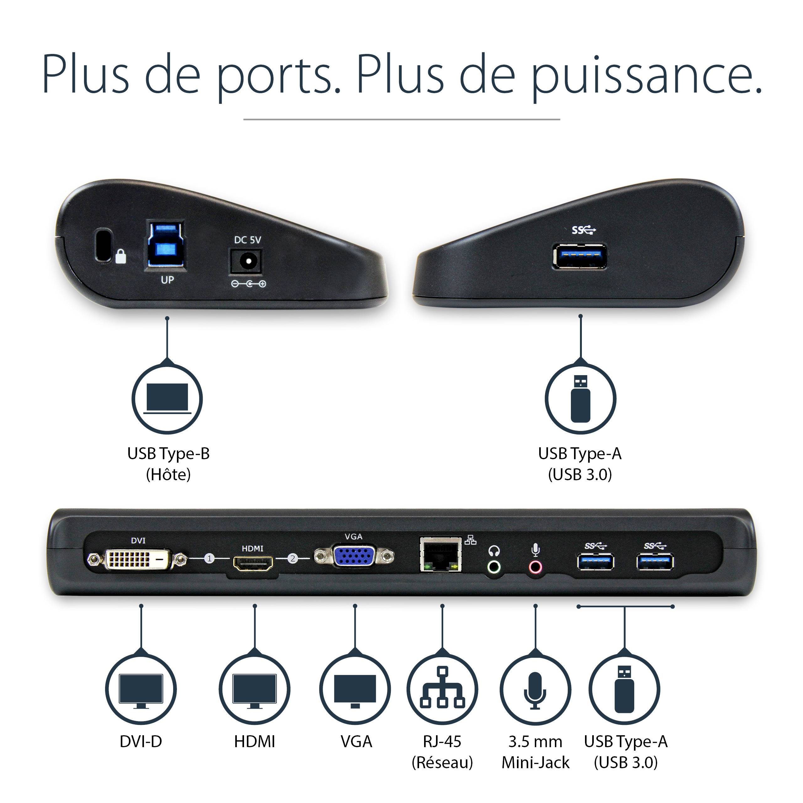 Rca Informatique - image du produit : DUAL MONITOR USB 3 ULTRABOOK DOCKING STATION PORT REPLICATOR