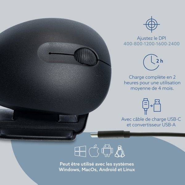 Rca Informatique - image du produit : R-GO TWISTER AMBIDEXTROUS ERGONOMIC MOUSE - WIRED/WIRELESS