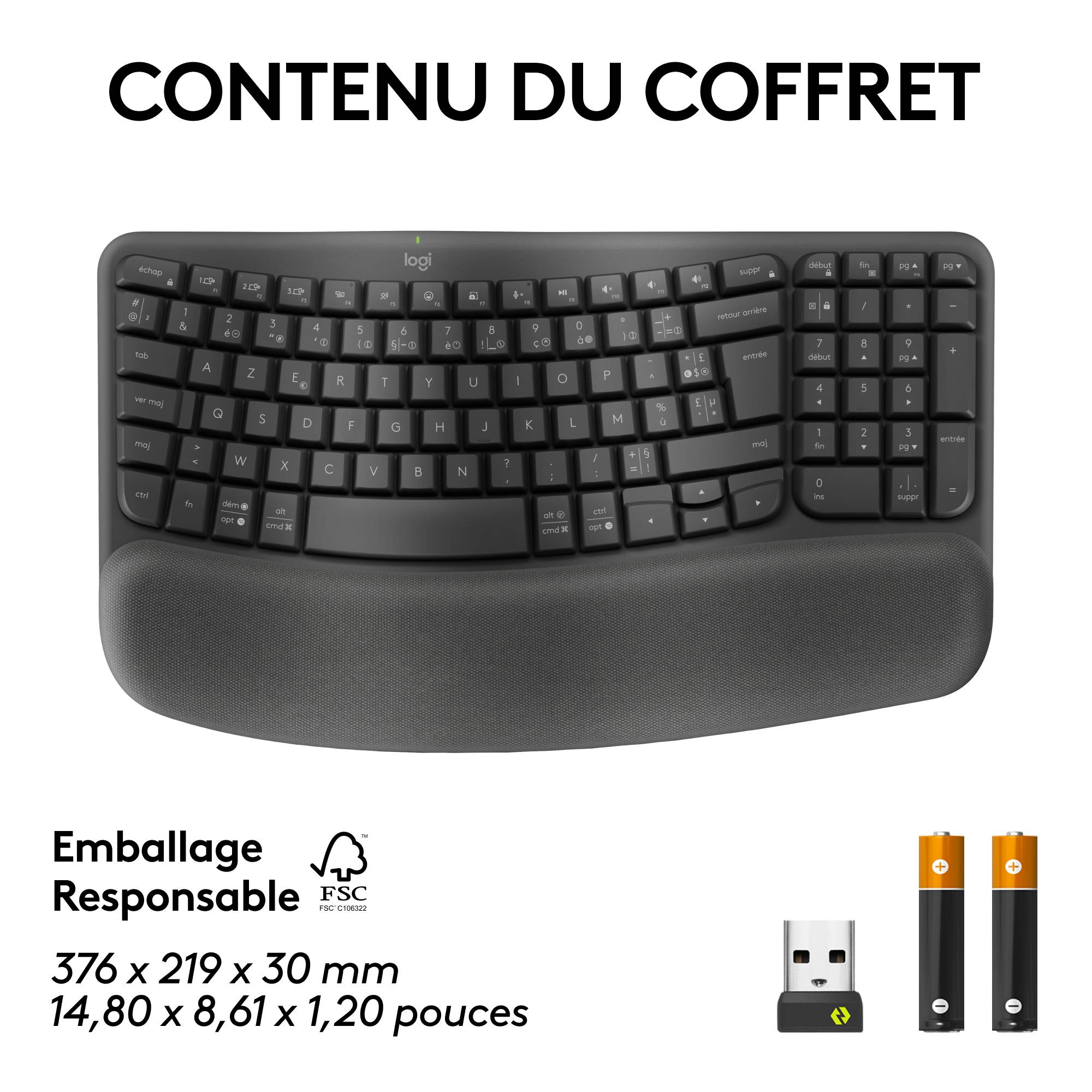 Rca Informatique - image du produit : WAVE KEYS FOR BUSINESS-GRAPHITE FRA 2.4GHZ/BT CENTRAL 419-B2B