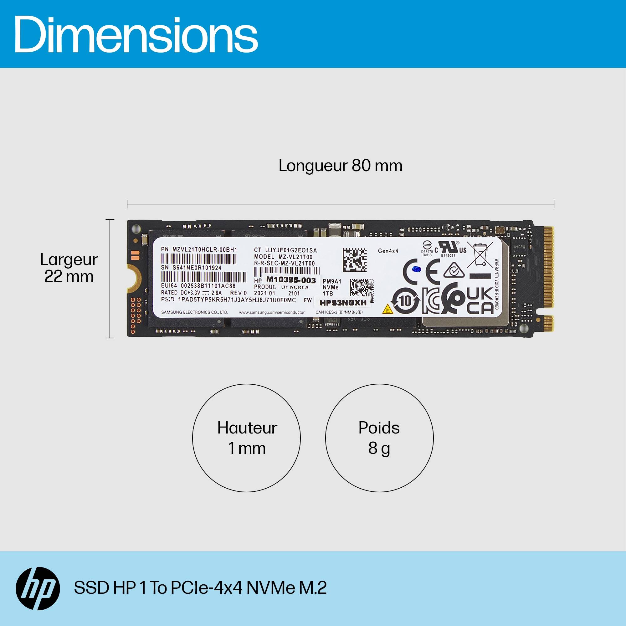 Rca Informatique - image du produit : HP 1TB PCIE NVME M.2 SSD