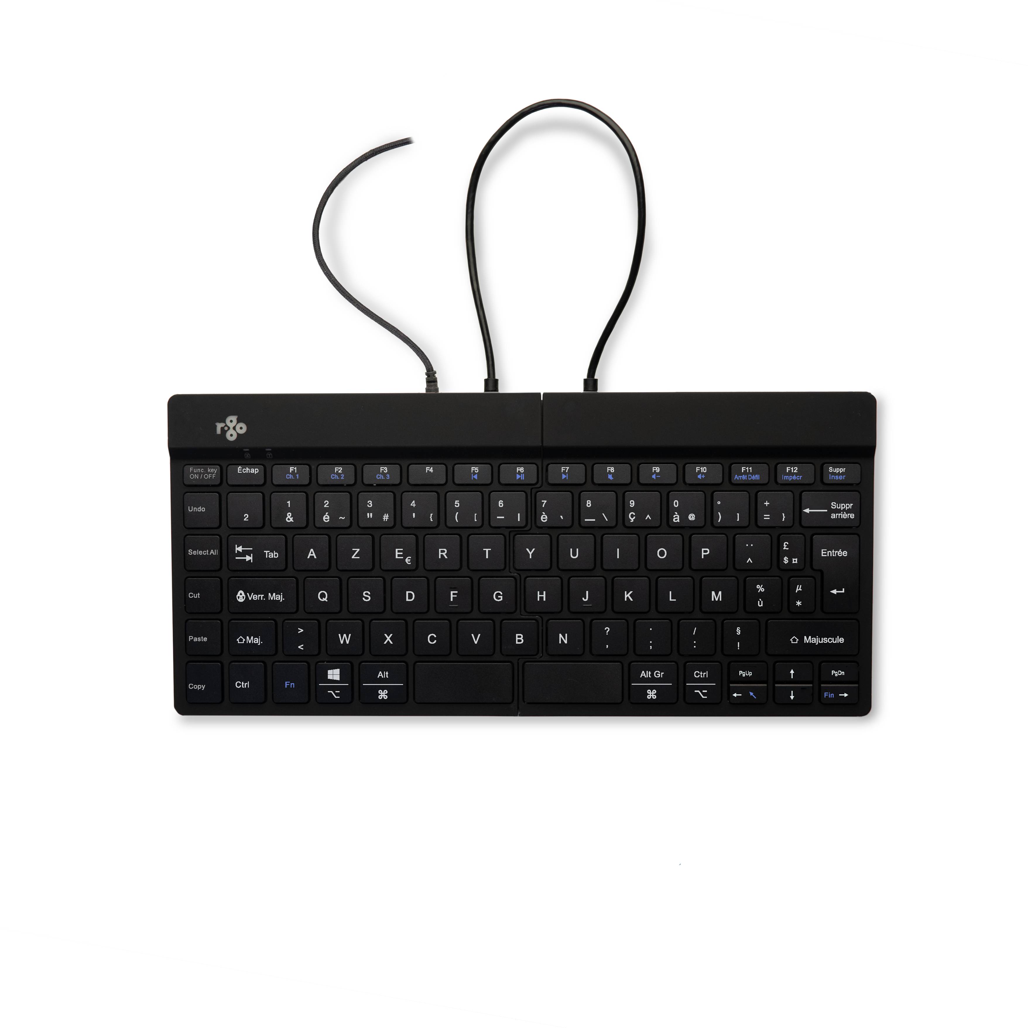 Rca Informatique - image du produit : R-GO SPLIT ERGONOMIC KEYBOARD FR LAYOUT AZERTY BLK WIRED