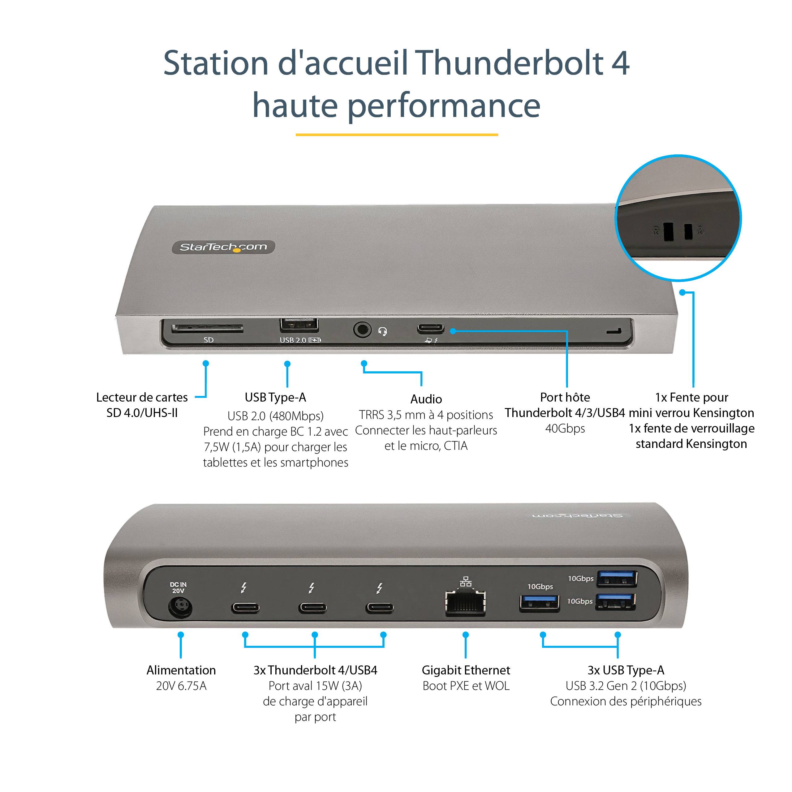 Rca Informatique - image du produit : THUNDERBOLT 4 DOCK 96W DUAL 4K 60HZ OR 1X8K 3XTB4 4XUSB-A