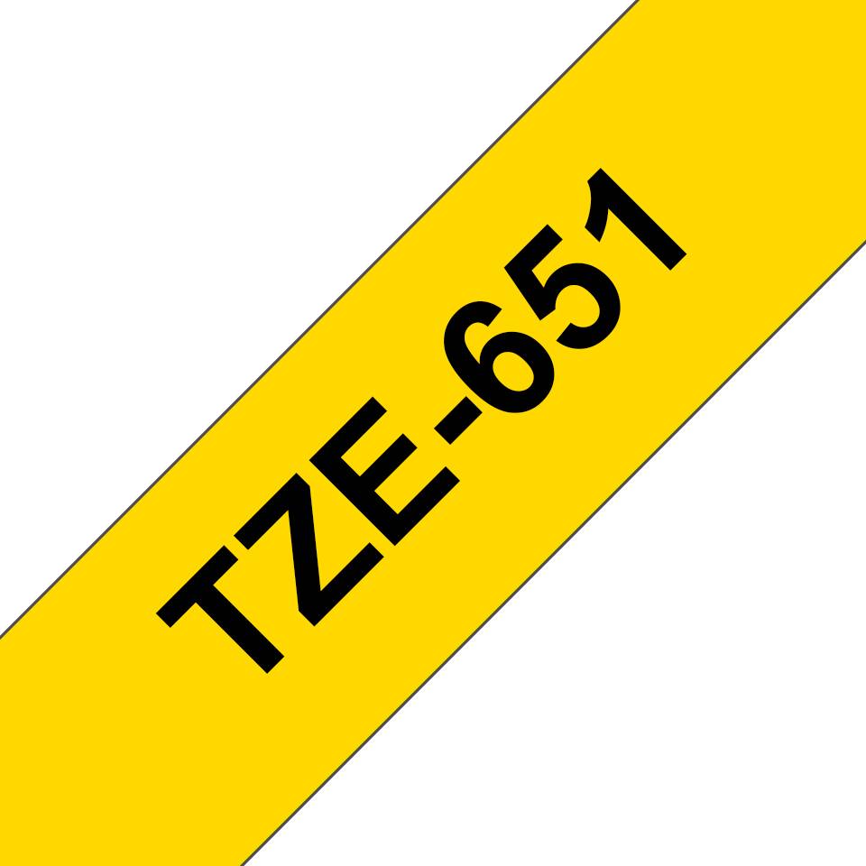 Rca Informatique - image du produit : TZE-651 LAMINATED TAPE 24MM 8M NOIR/JAUNE