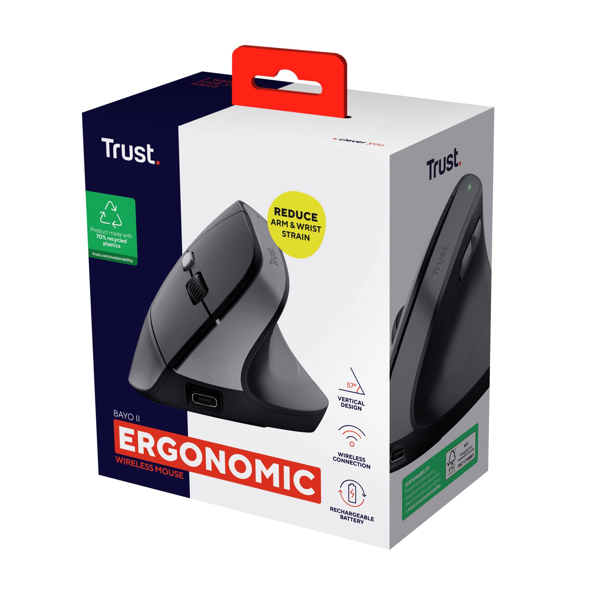 Rca Informatique - image du produit : BAYO II ERGONOMIC WIRELESS MOUSE