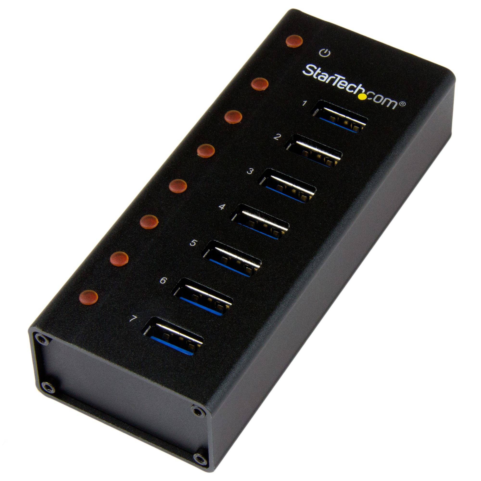 Rca Informatique - image du produit : HUB USB 3.0 7 PORTS A MONTAGE MURAL AVEC BOITIER METALLIQUE