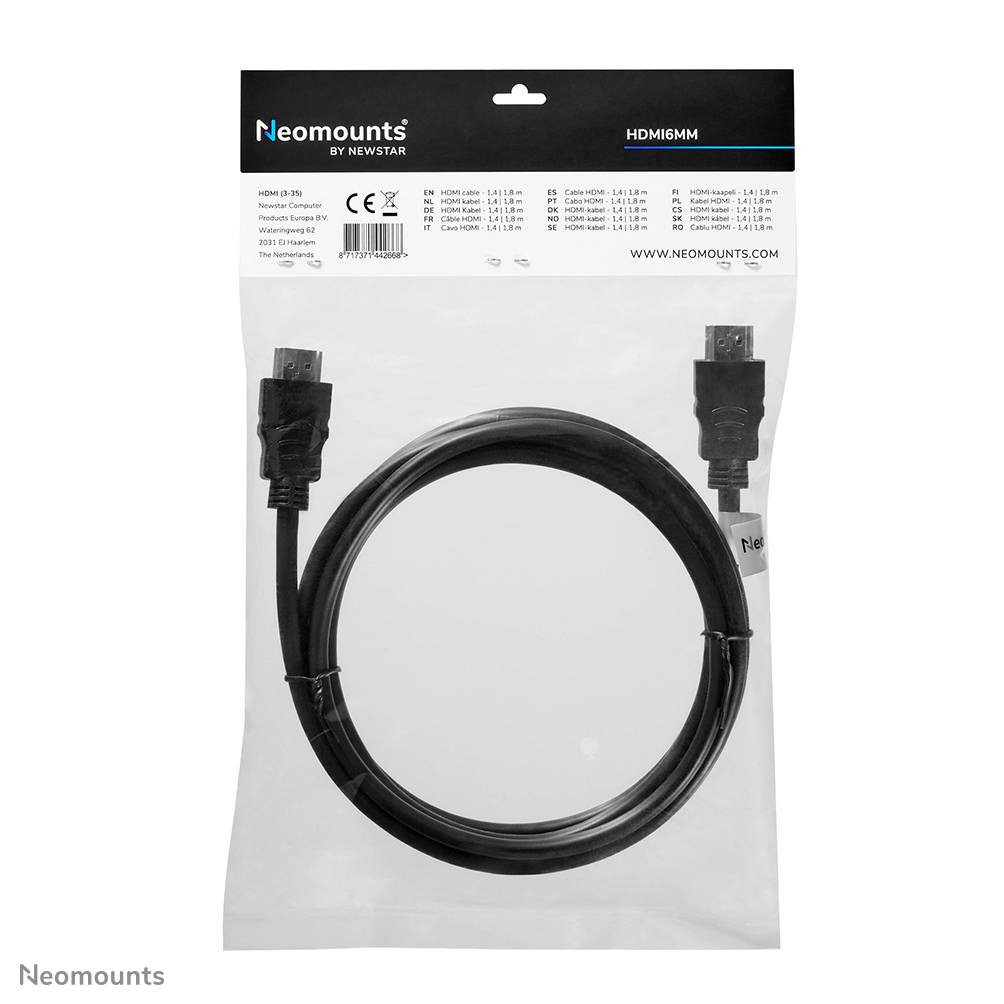 Rca Informatique - image du produit : NEWSTAR HDMI 1.3 CABLE HIGH SPEED HDMI 19 PINS M/M 2M