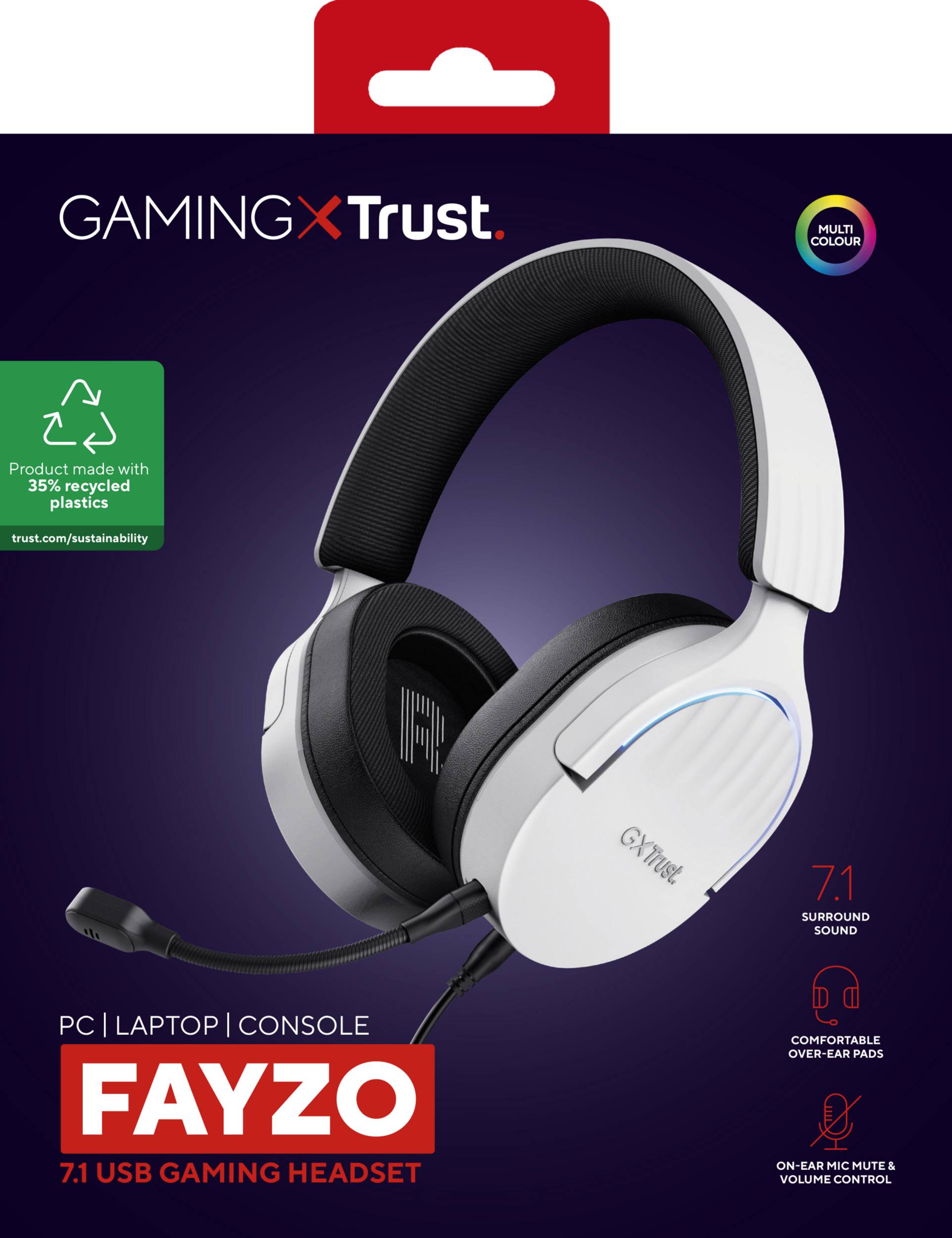 Rca Informatique - image du produit : GXT490W FAYZO 7.1 USB HEADSET WHT