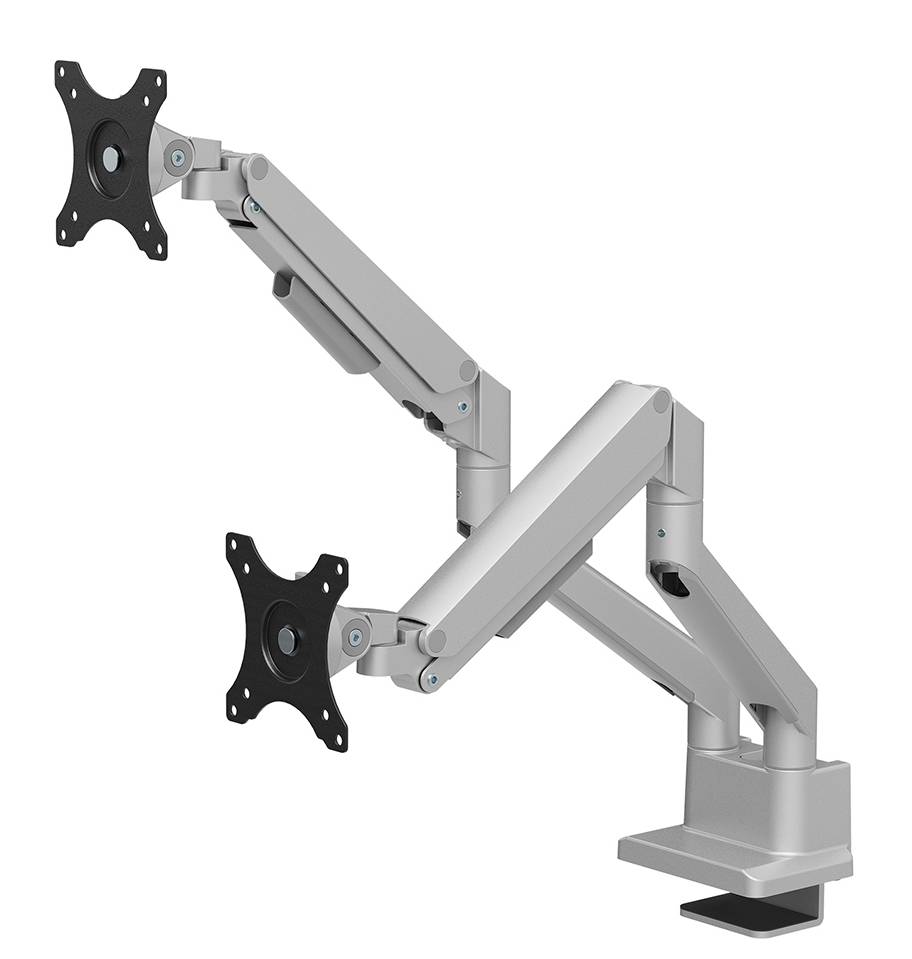 Rca Informatique - image du produit : NEXT SLIM DESK MOUNT DOUBLE DISPLAY TOPFIX CLAMP/GROMM SILVE