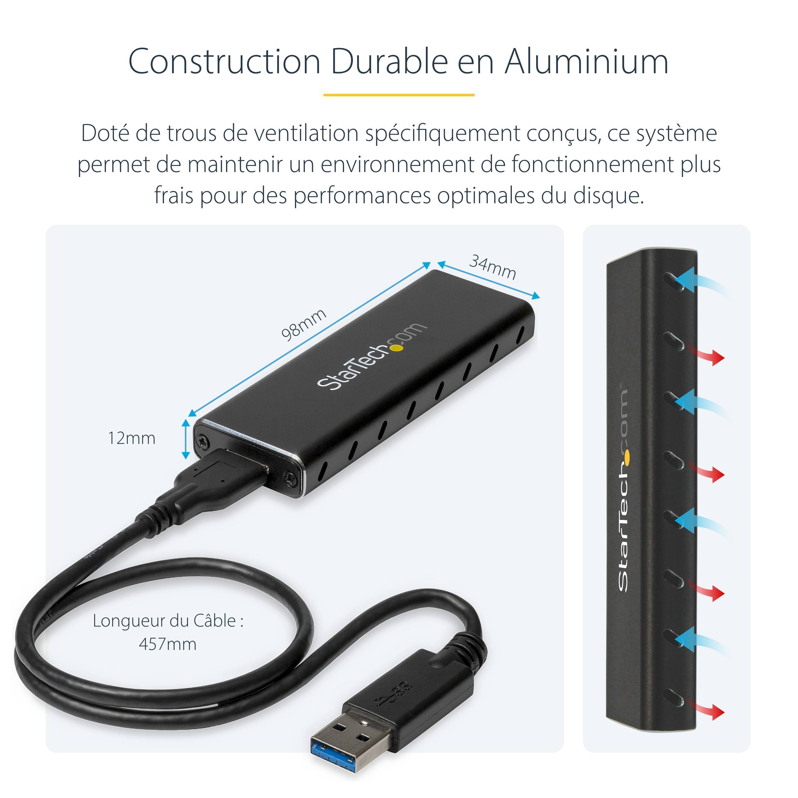 Rca Informatique - image du produit : BOITIER USB 3.0 POUR SSD SATA M.2 NGFF AVEC UASP