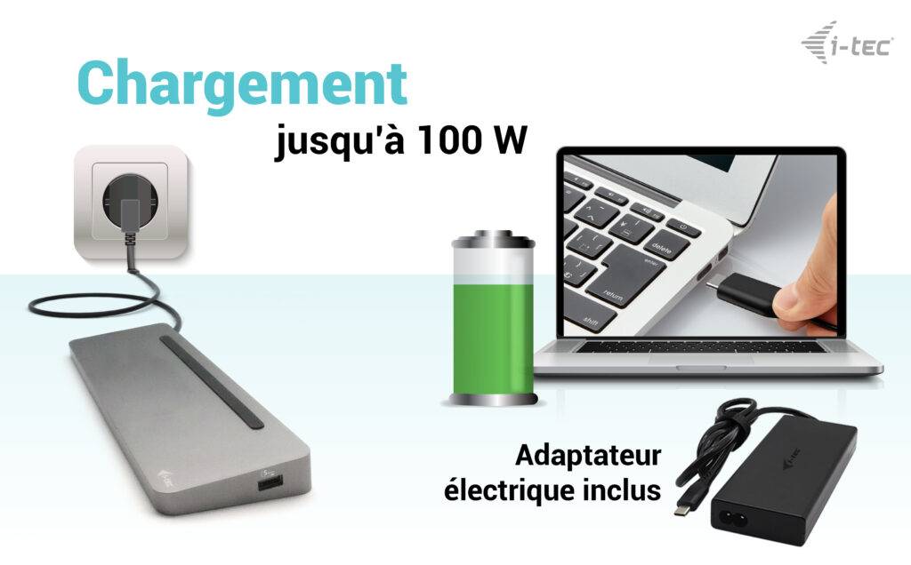 Rca Informatique - image du produit : I-TEC USB-C ERGO DOCK + CHARGER 3X LCD + CHARGER 100W (BUNDLE)