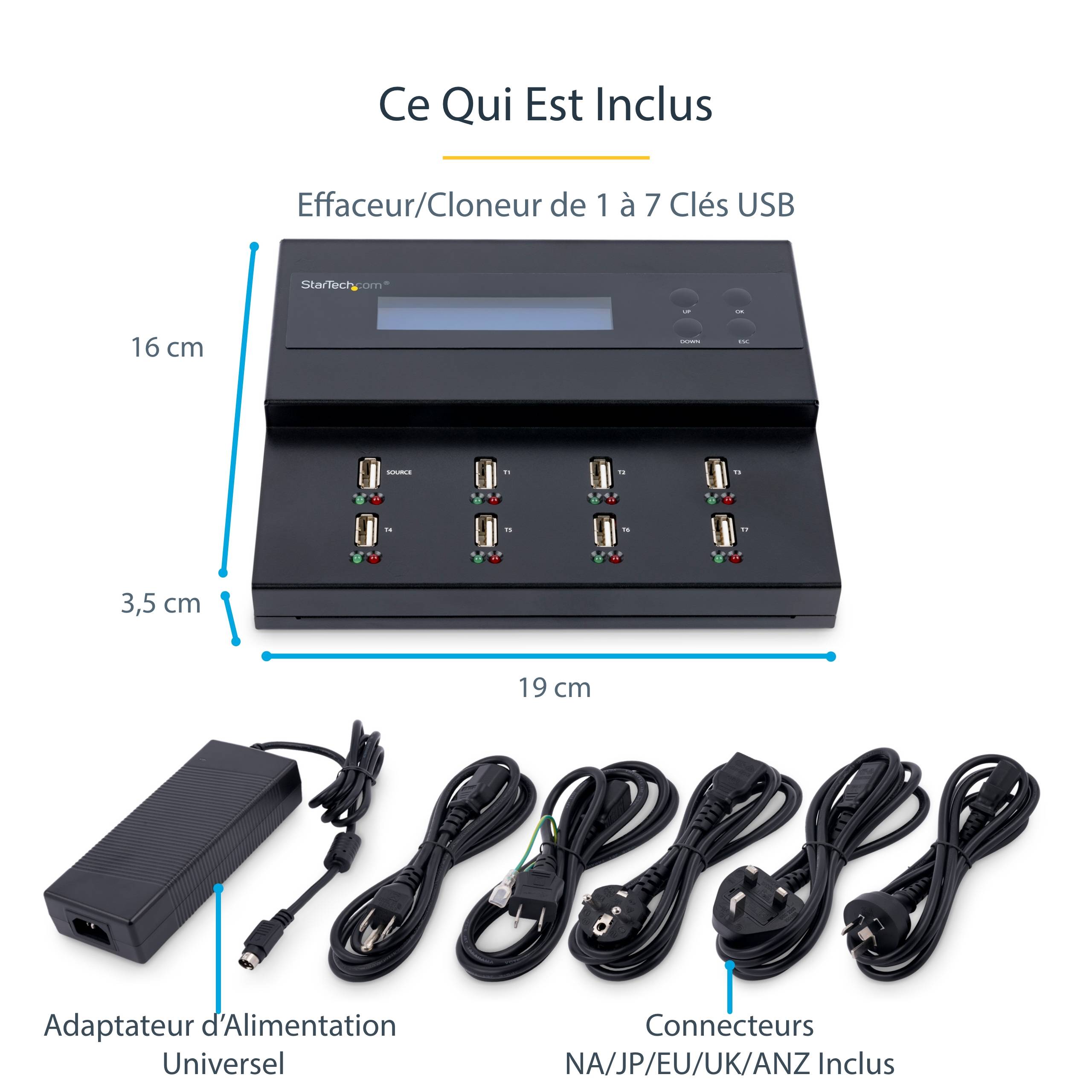 Rca Informatique - image du produit : 1:7 STANDALONE USB DUPLICATOR / ERASER -FLASH DRIVES