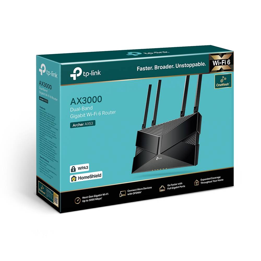 Rca Informatique - image du produit : TP-LINK WI-FI 6 ROUTER AX3000 DUAL BAND GIGABIT